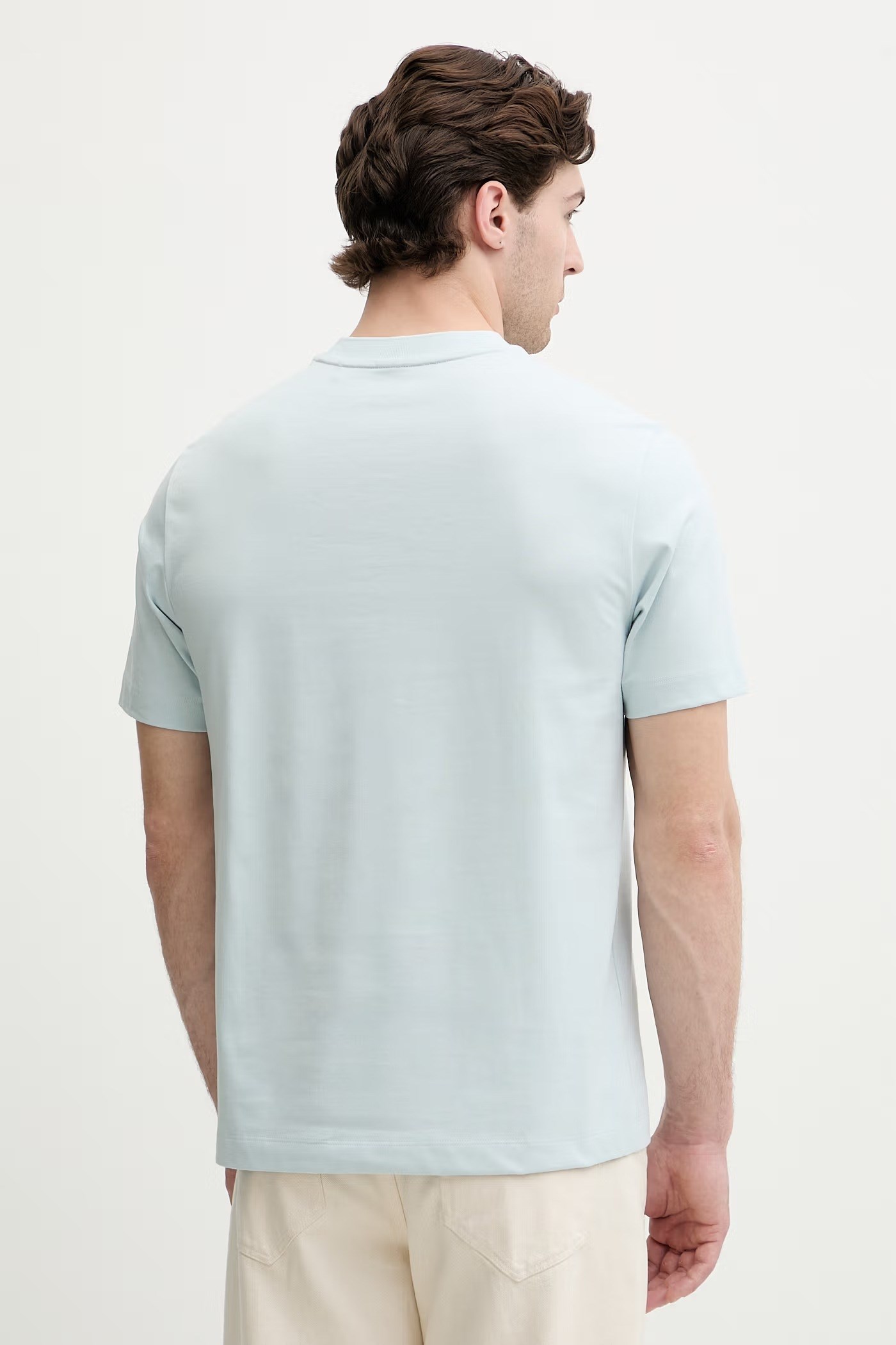 BOSS  BOSS Erkek Normal Kesim Nefes Alabilen Organik Pamuklu Desenli Kısa Kollu Mavi T-Shirt 50565606-499