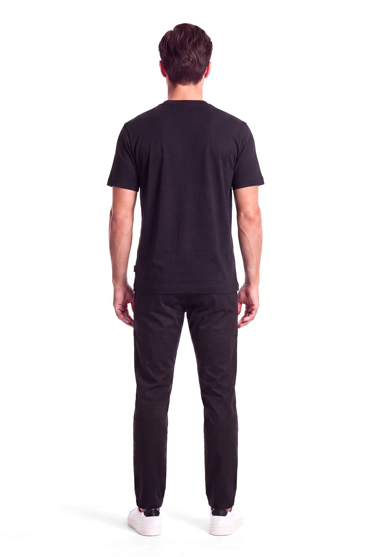 BOSS  BOSS Erkek Normal Kesim Nefes Alabilen Organik Pamuklu Desenli Kısa Kollu Siyah T-Shirt 50565606-001