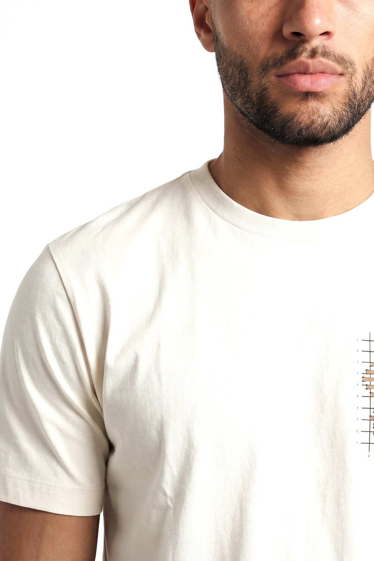 BOSS  BOSS Erkek Normal Kesim Nefes Alabilen Organik Pamuklu Desenli Kısa Kollu Ekru1 T-Shirt 50565606-119