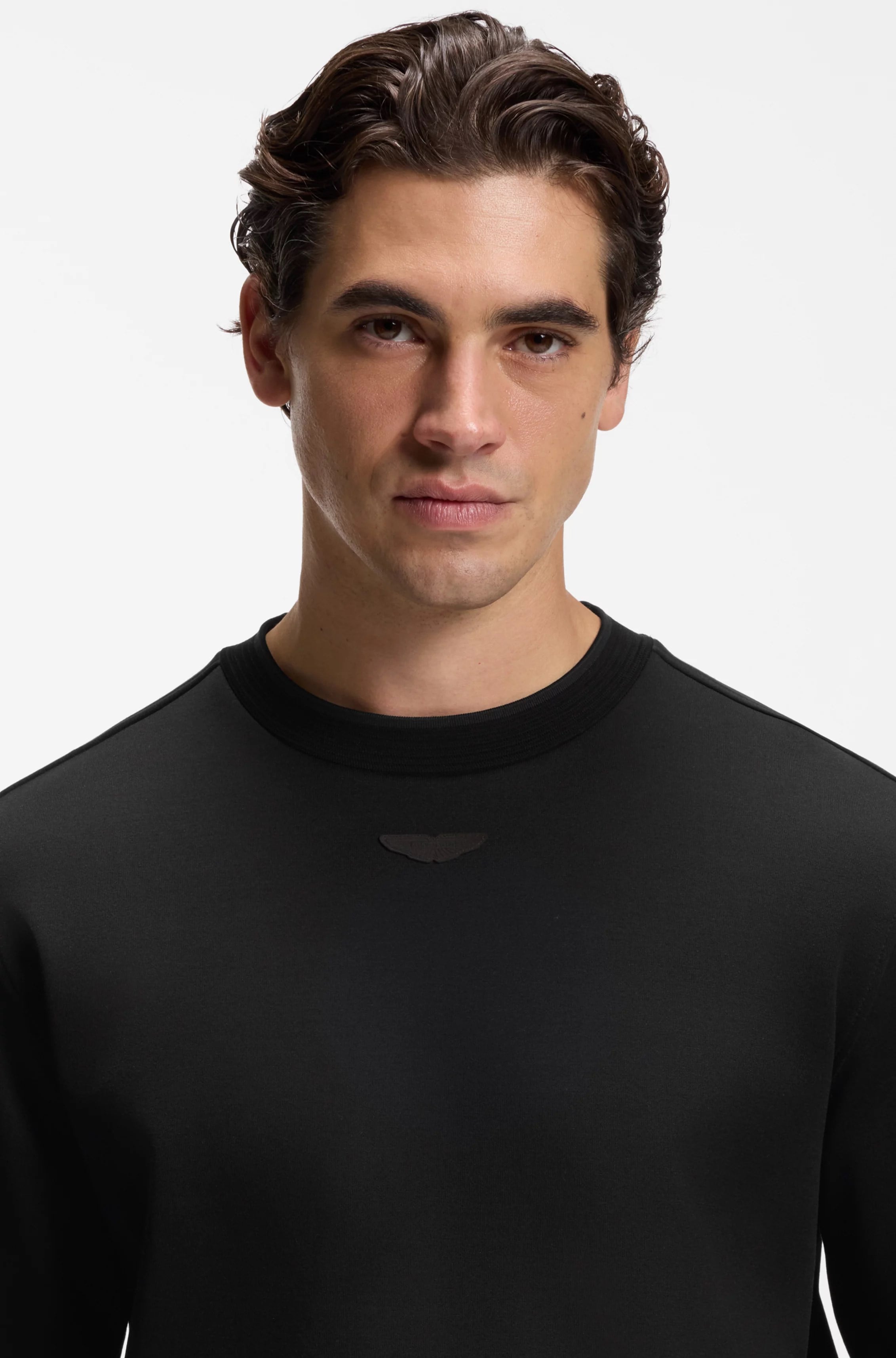 BOSS  BOSS Erkek Normal Kesim Pamuklu Logo Etiketli Yuvarlak Yakalı Uzun Kollu Siyah Sweatshirt 50565041-001