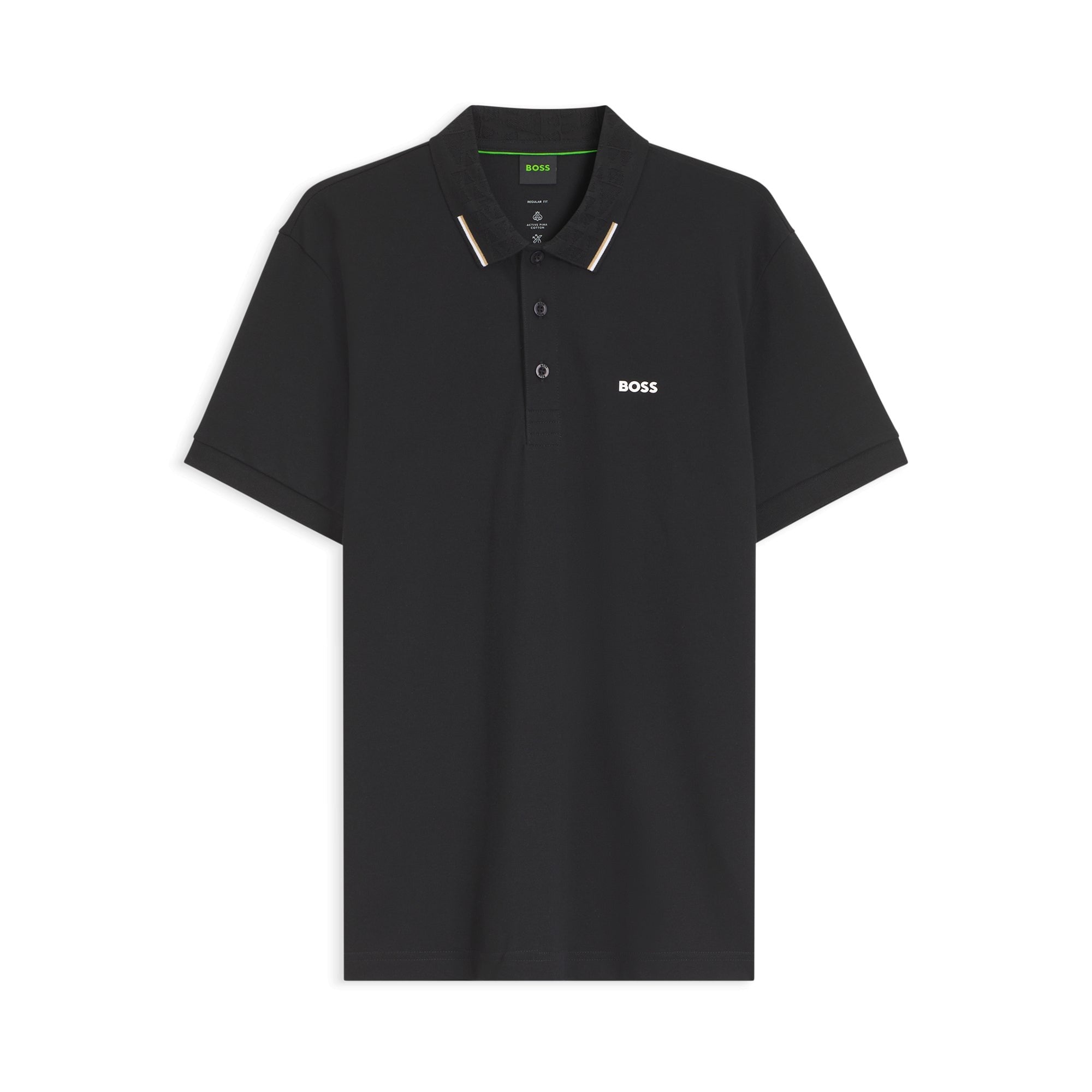BOSS  BOSS Erkek Normal Kesim Pamuklu Nem Emici Kumaş Kısa Kollu Siyah Polo Yaka T-Shirt 50564779-001