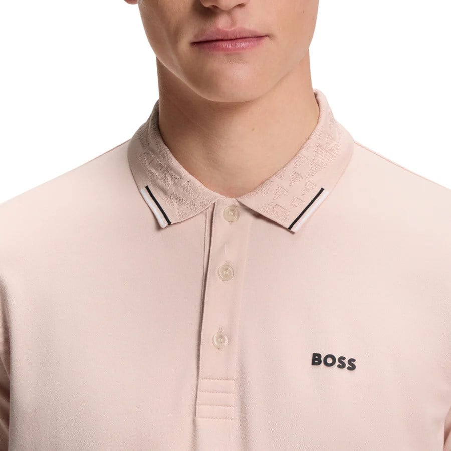 BOSS  BOSS Erkek Normal Kesim Pamuklu Nem Emici Kumaş Kısa Kollu Pembe Polo Yaka T-Shirt 50564779-835