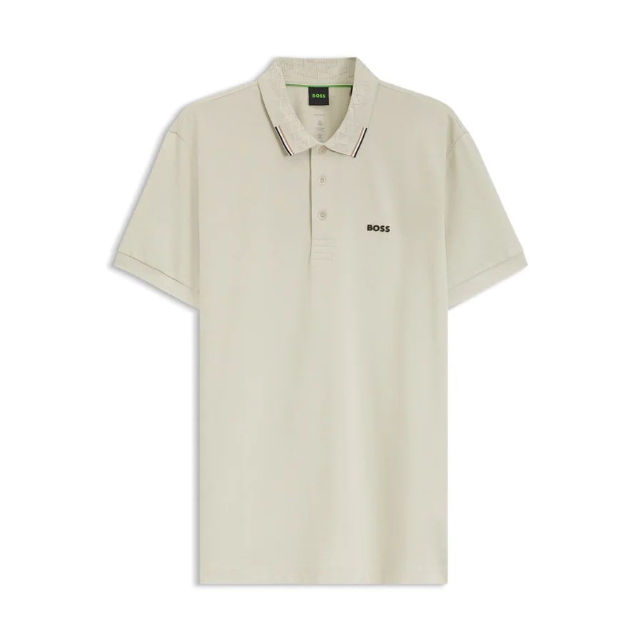 BOSS  BOSS Erkek Normal Kesim Pamuklu Nem Emici Kumaş Kısa Kollu Bej Polo Yaka T-Shirt 50564779-272