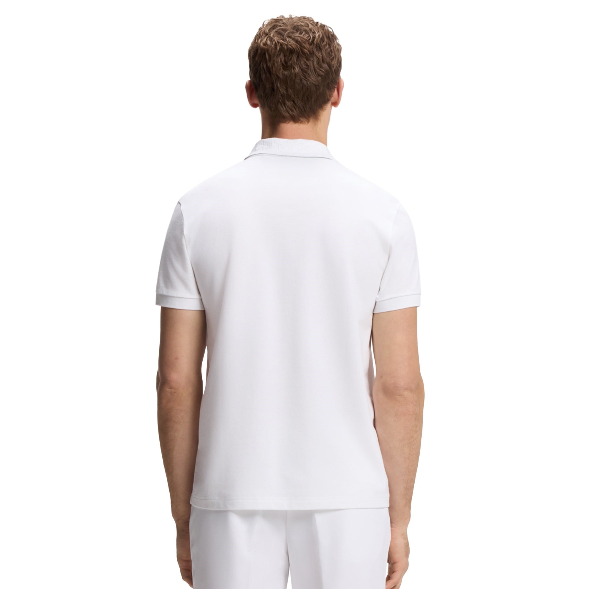 BOSS  BOSS Erkek Normal Kesim Pamuklu Nem Emici Kumaş Kısa Kollu Beyaz Polo Yaka T-Shirt 50564779-100