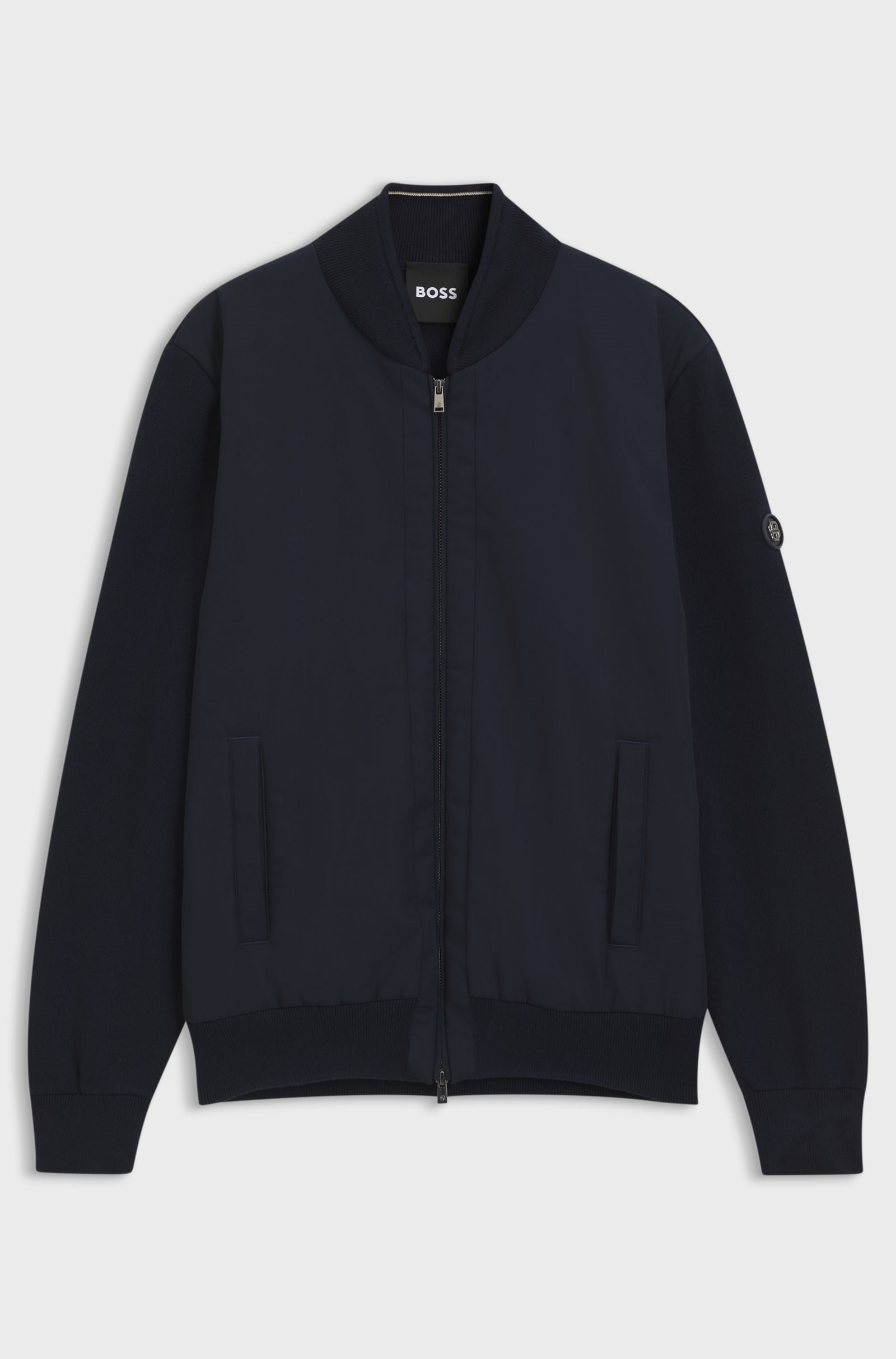BOSS  BOSS Erkek Normal Kesim Pamuklu Uzun Kollu Bomber Lacivert Ceket 50565508-404