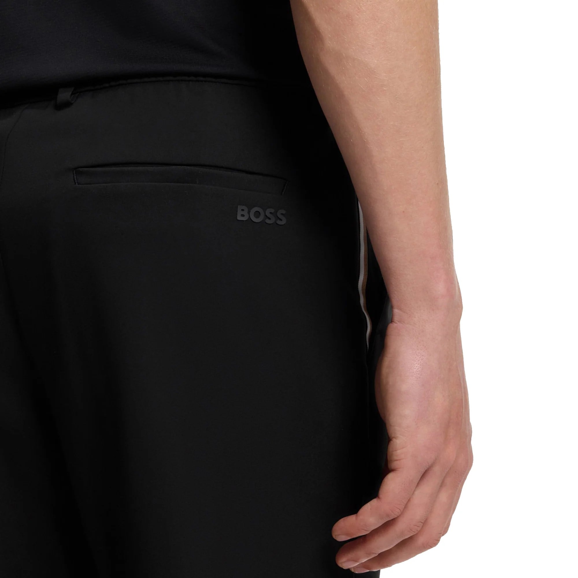 BOSS  BOSS Erkek Normal Kesim Su Geçirmez Esnek Kumaş Elastik Bel Bantlı Düz Paça Siyah Pantolon 50564285-001