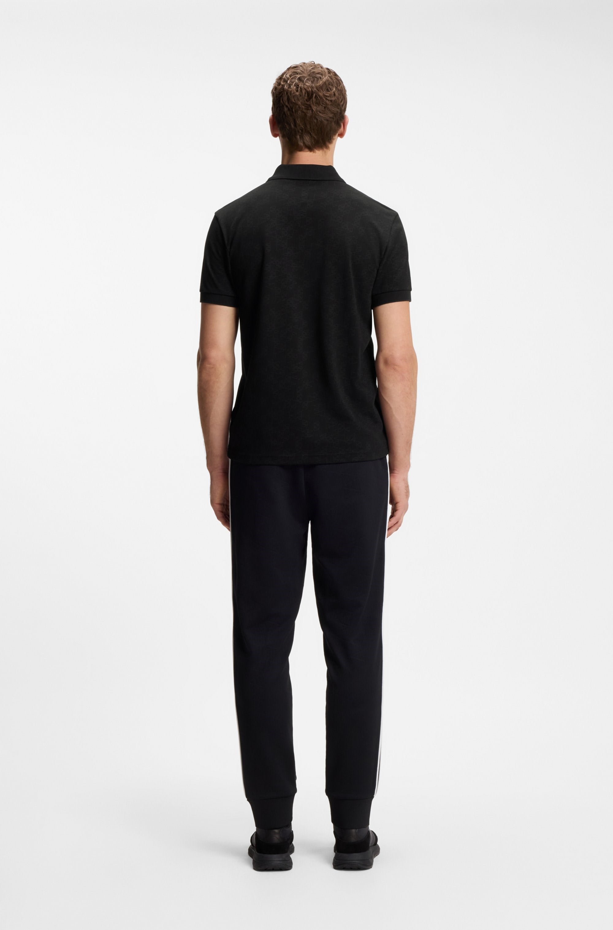 BOSS  BOSS Erkek Normal Kesim Tamamı Baskılı Kısa Kollu Pamuklu Pike Kumaşlı Siyah Polo Yaka T-Shirt 50564801-001