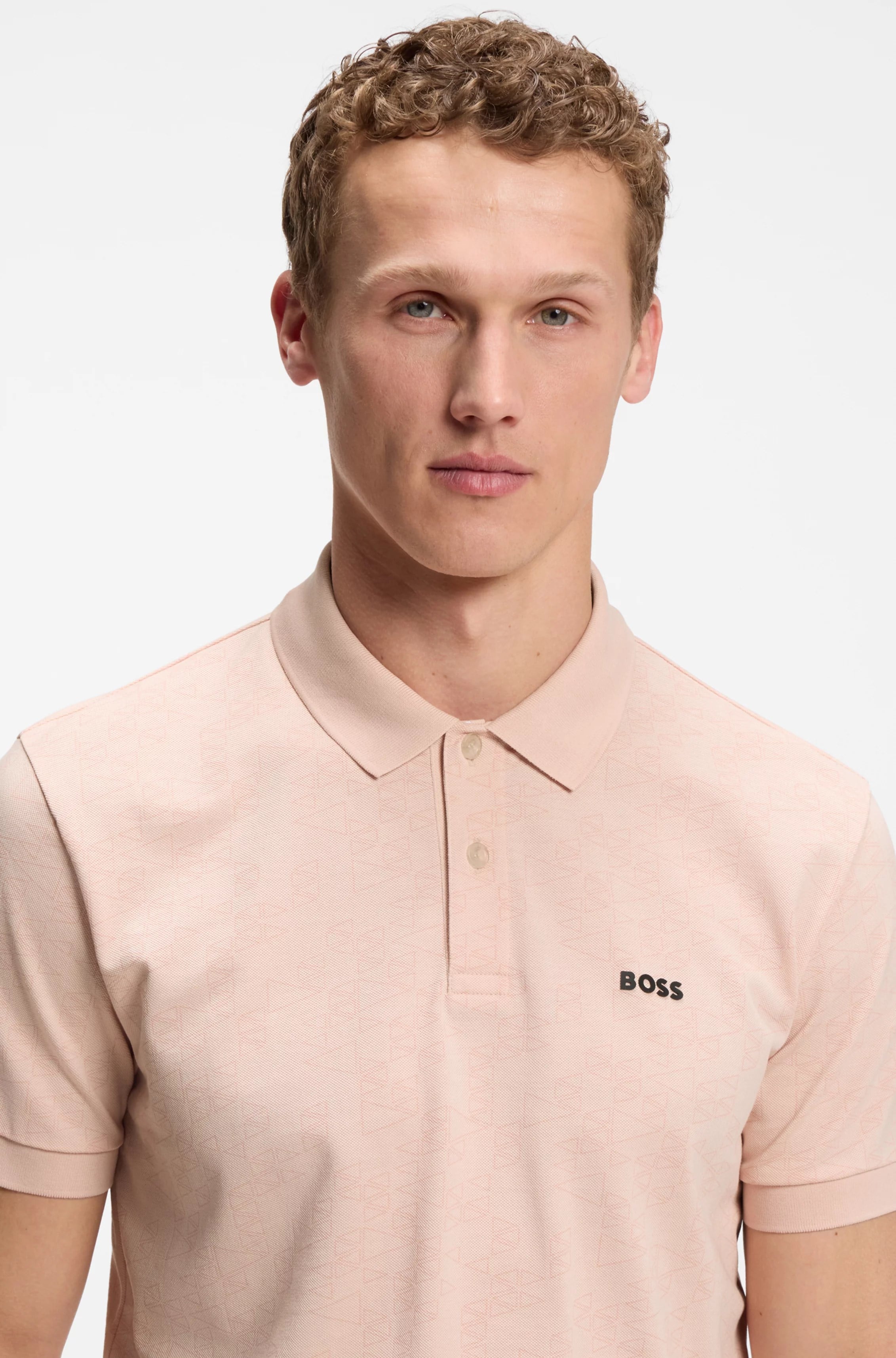 BOSS  BOSS Erkek Normal Kesim Tamamı Baskılı Kısa Kollu Pamuklu Pike Kumaşlı Pembe Polo Yaka T-Shirt 50564801-835
