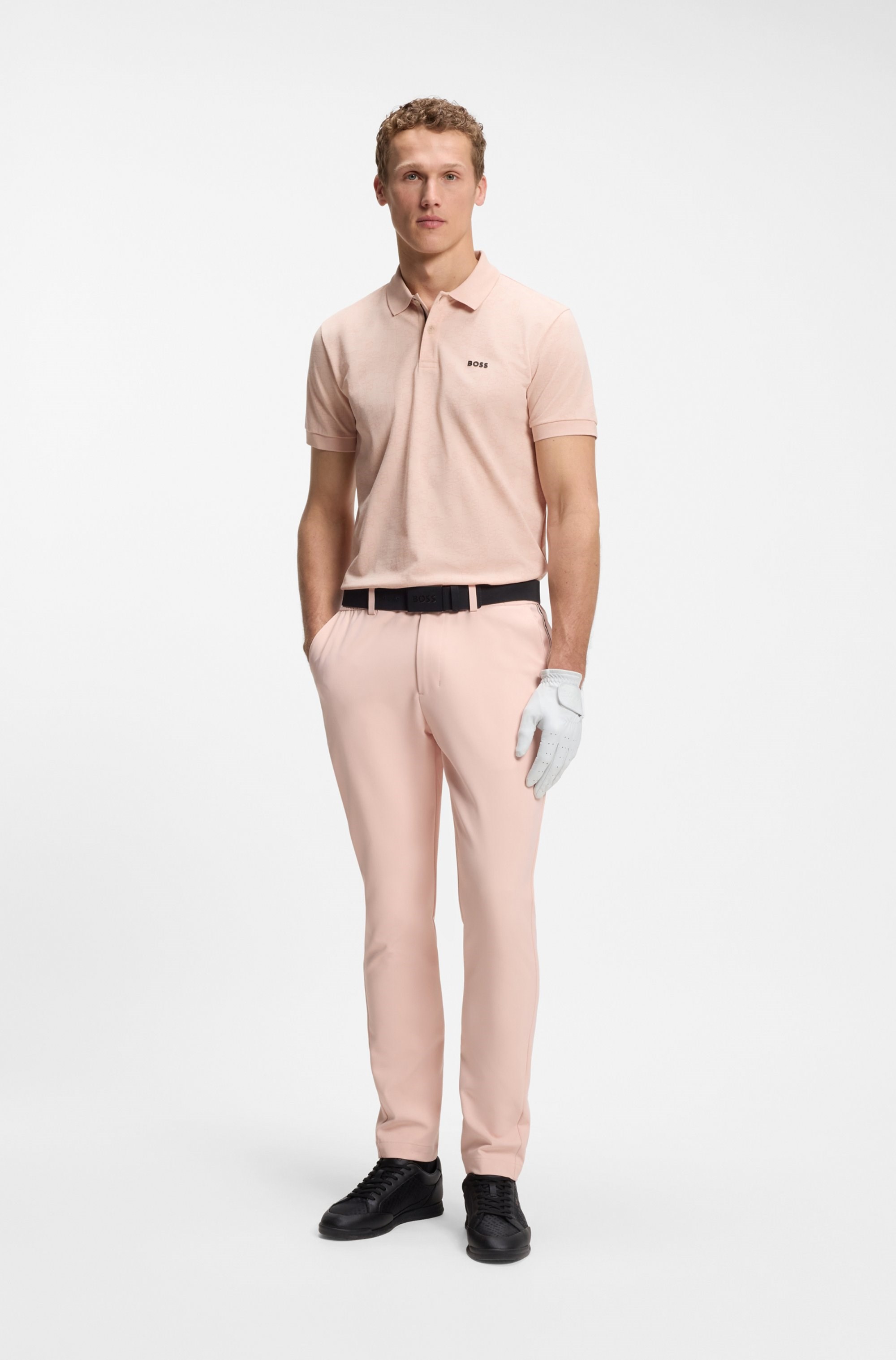BOSS  BOSS Erkek Normal Kesim Tamamı Baskılı Kısa Kollu Pamuklu Pike Kumaşlı Pembe Polo Yaka T-Shirt 50564801-835