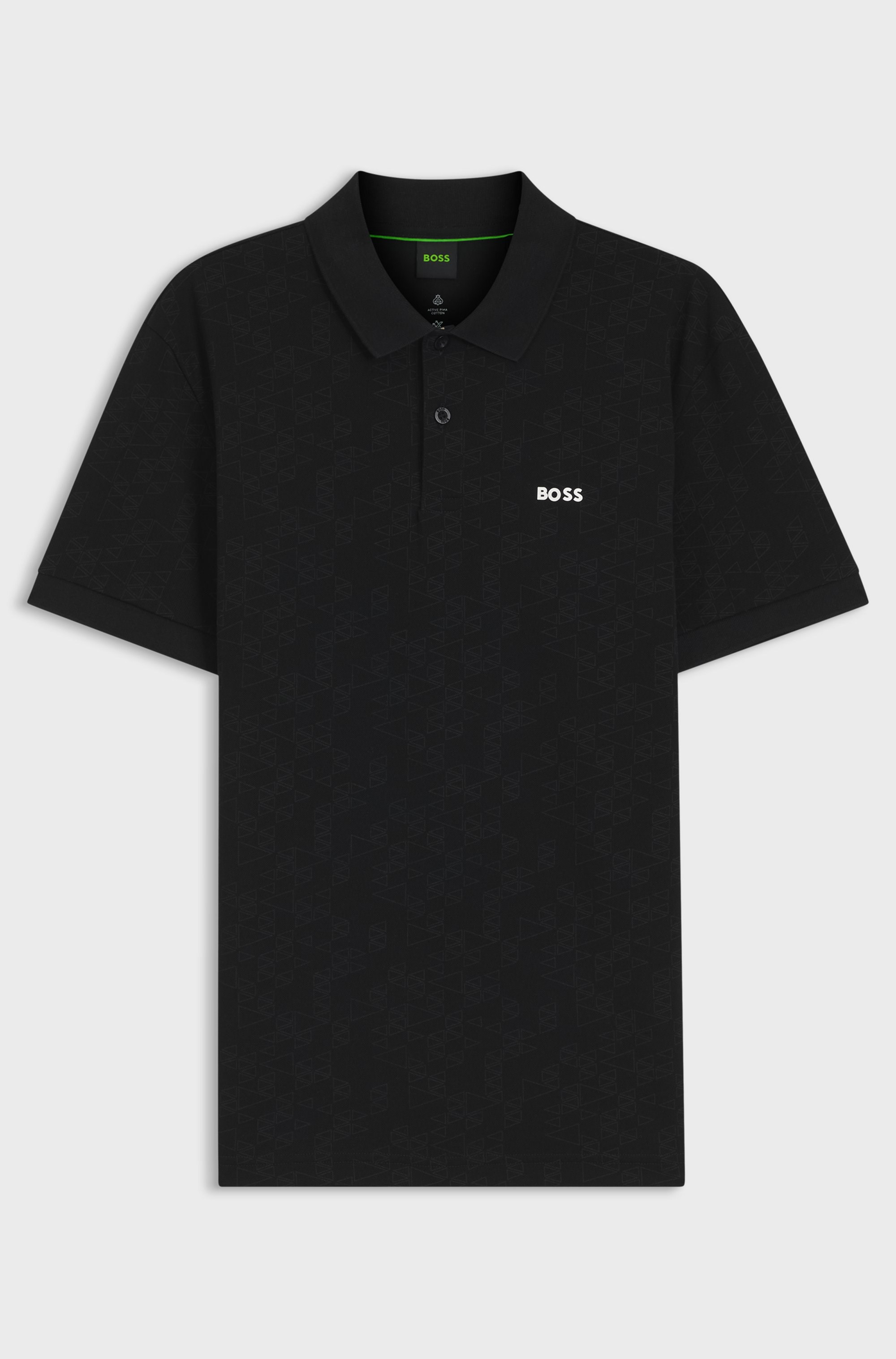 BOSS  BOSS Erkek Normal Kesim Tamamı Baskılı Kısa Kollu Pamuklu Pike Kumaşlı Siyah Polo Yaka T-Shirt 50564801-001