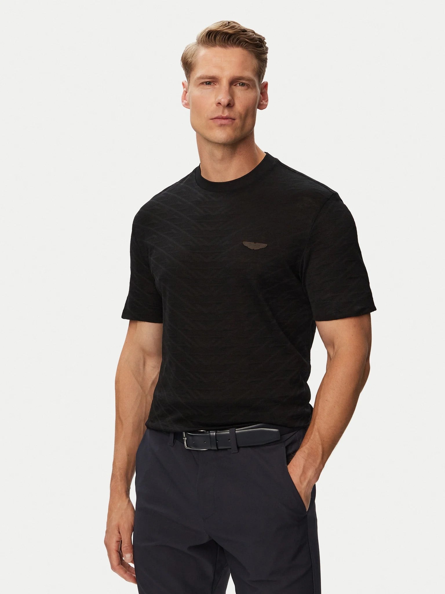 BOSS  BOSS Erkek Normal Kesim Yuvarlak Yakalı Logo Detaylı Merserize Pamuklu Kısa Kollu Siyah T-Shirt 50565175-001