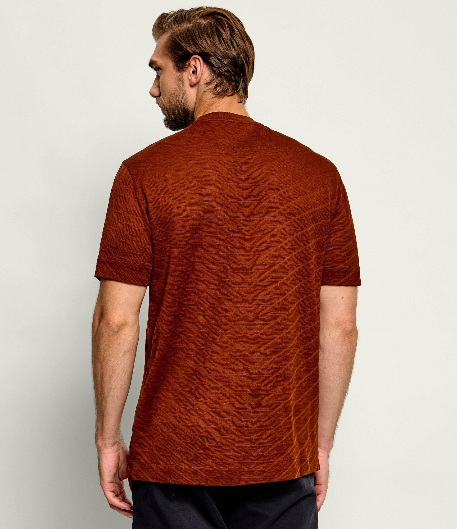 BOSS  BOSS Erkek Normal Kesim Yuvarlak Yakalı Logo Detaylı Merserize Pamuklu Kısa Kollu Kahverengi T-Shirt 50565175-214