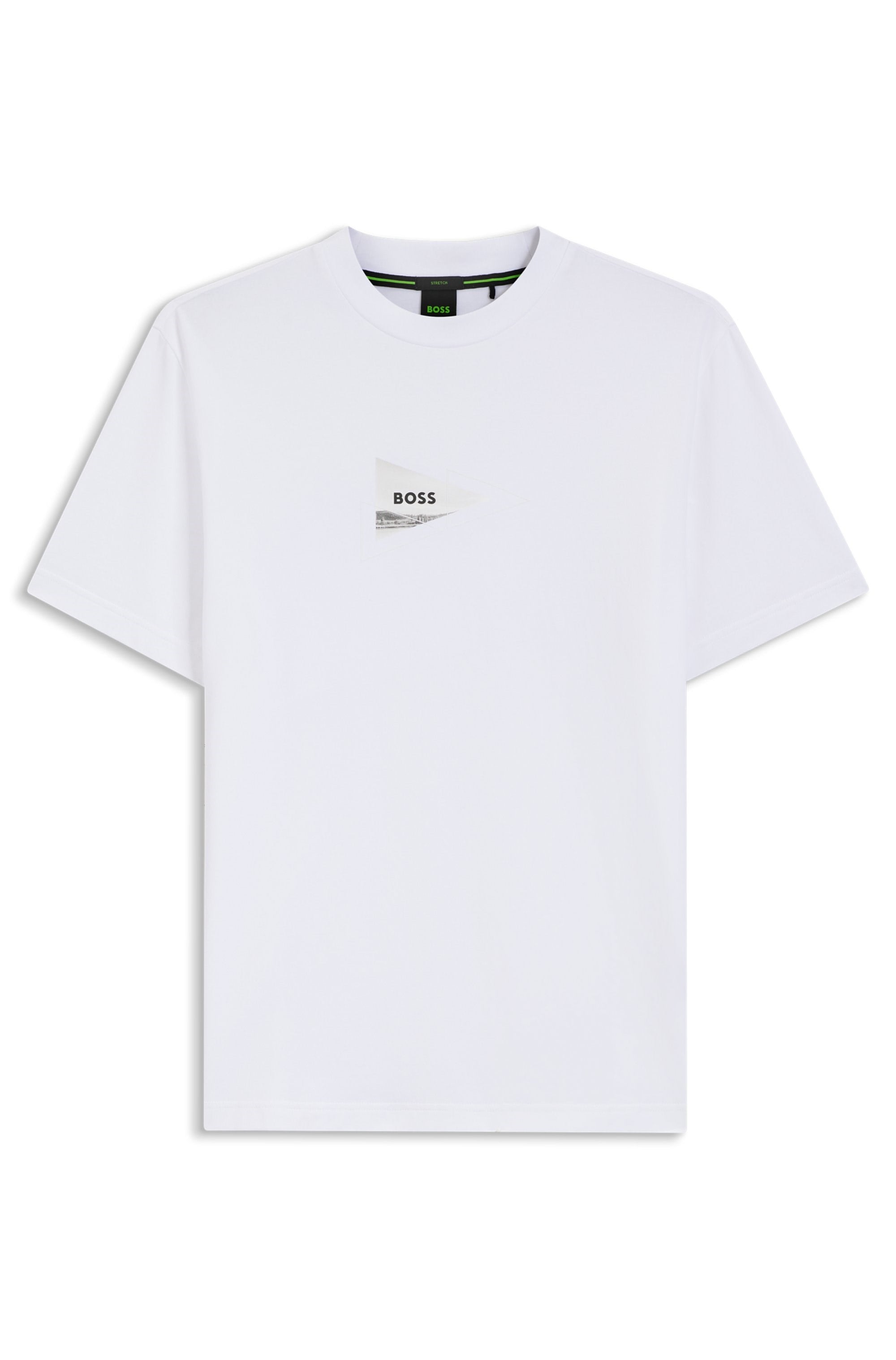 BOSS  BOSS Erkek Normal Kesim Yuvarlak Yakalı Baskılı Esnek Pamuklu Kısa Kollu Beyaz T-Shirt 50564740-100