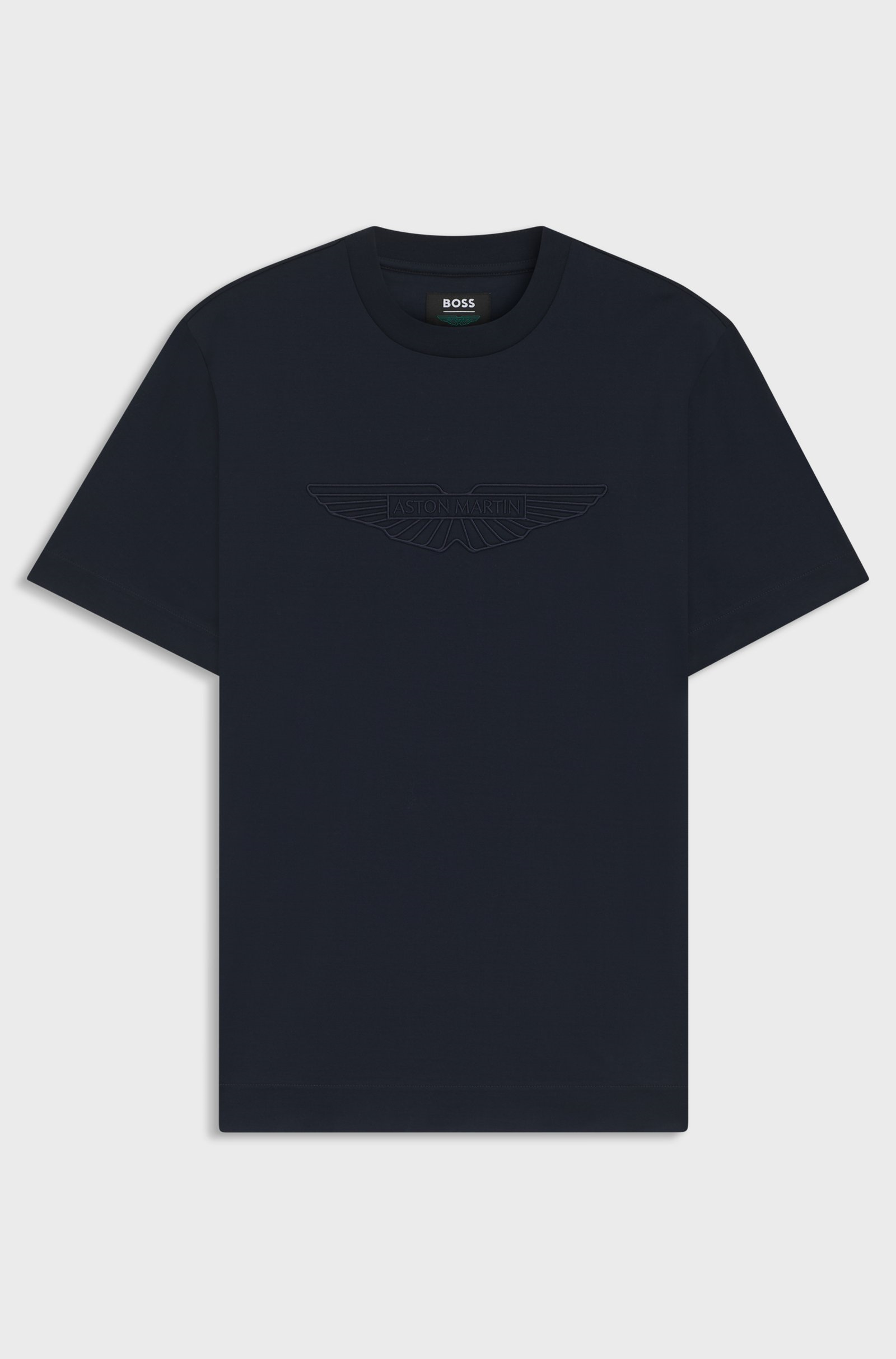 BOSS  BOSS Erkek Normal Kesim Yuvarlak Yakalı Dokulu Logo Detaylı Yumuşak Pamuklu Kısa Kollu Lacivert T-Shirt 50555843-404