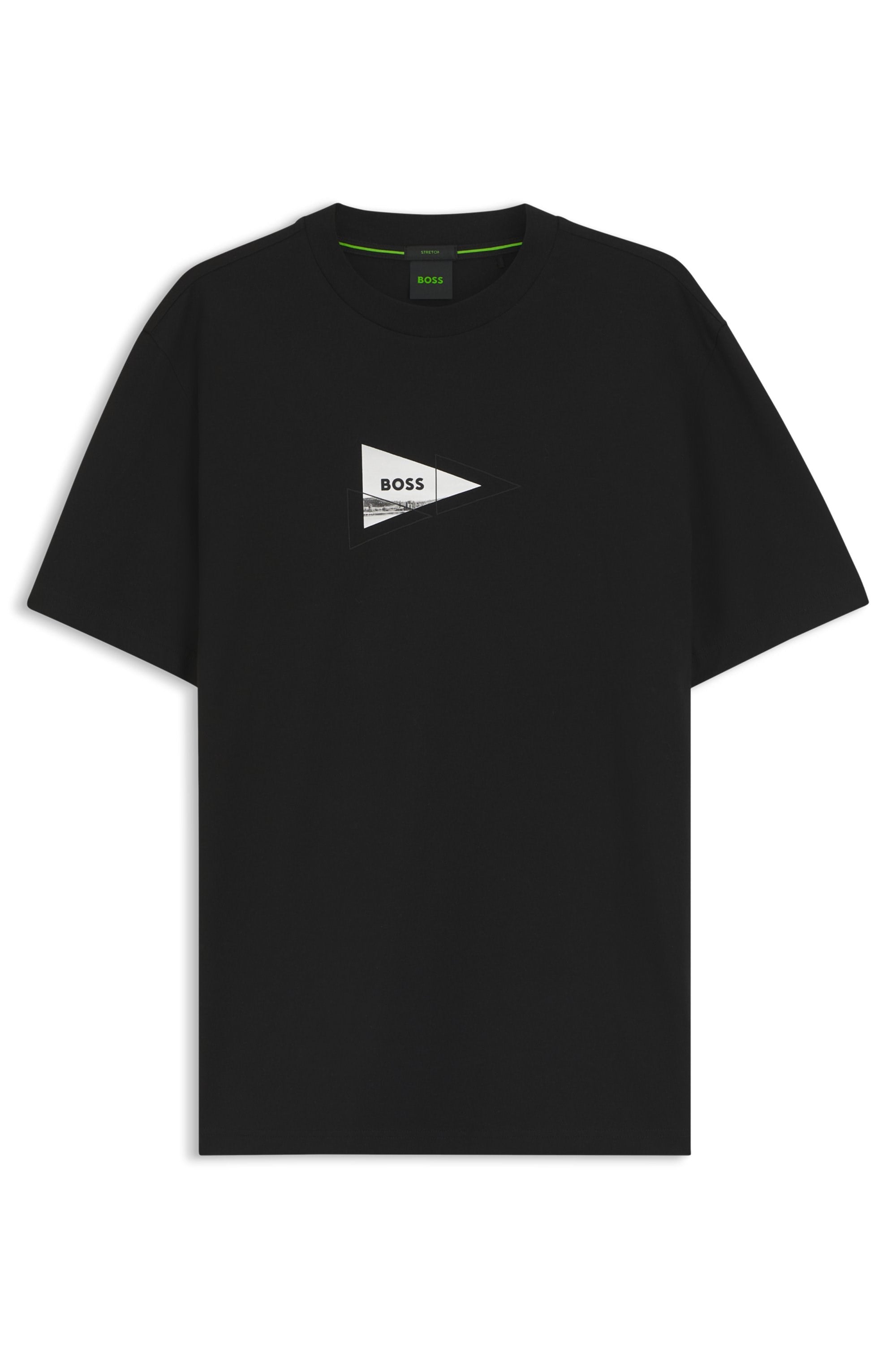 BOSS  BOSS Erkek Normal Kesim Yuvarlak Yakalı Baskılı Esnek Pamuklu Kısa Kollu Siyah T-Shirt 50564740-001