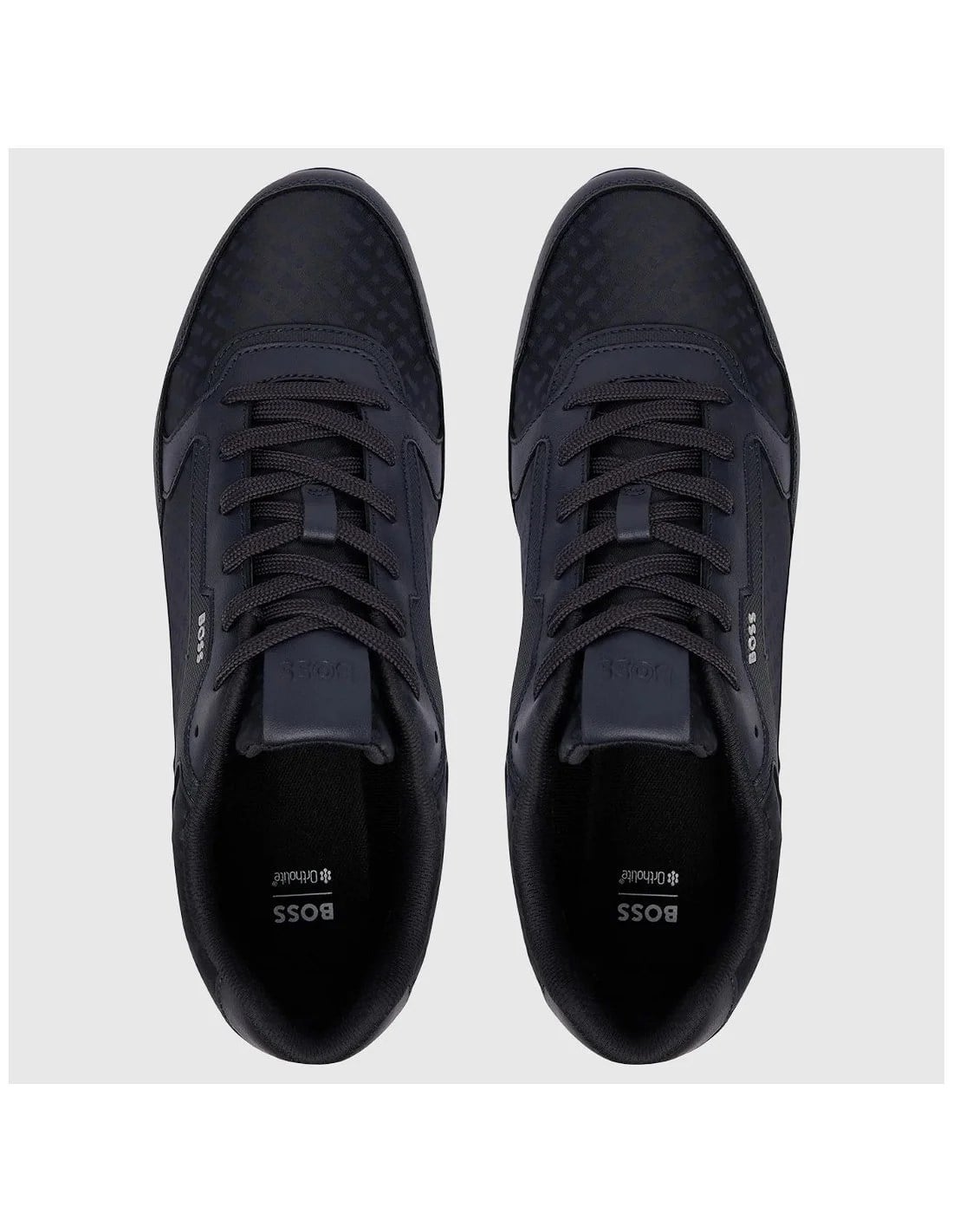 BOSS  BOSS Erkek Orta Kalınlıkta Rahat Taban Bağcıklı Düz Lacivert Sneaker 50568574-404