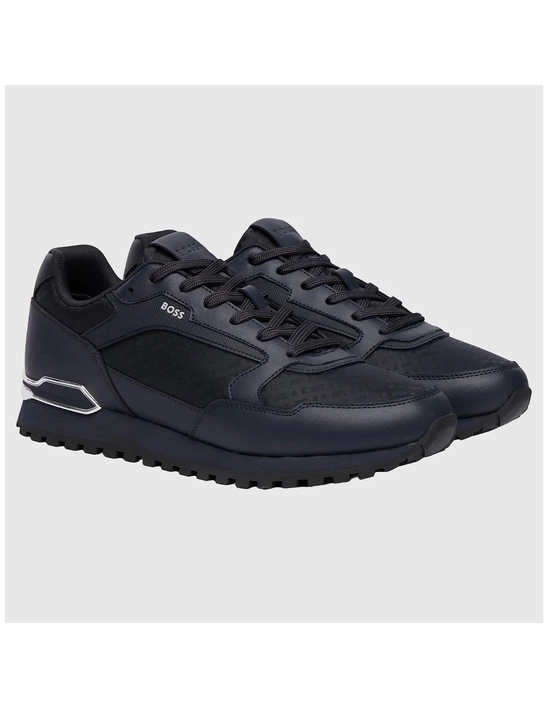 BOSS  BOSS Erkek Orta Kalınlıkta Rahat Taban Bağcıklı Düz Lacivert Sneaker 50568574-404