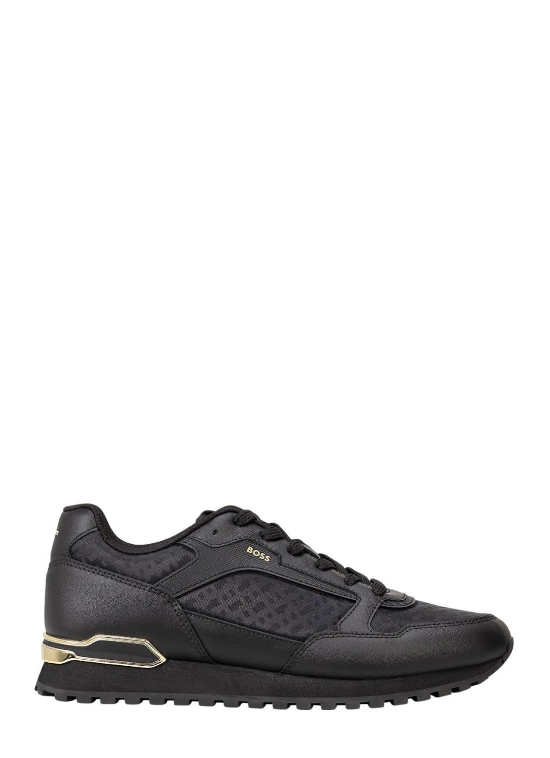 BOSS  BOSS Erkek Orta Kalınlıkta Rahat Taban Bağcıklı Düz Siyah Sneaker 50568574-007