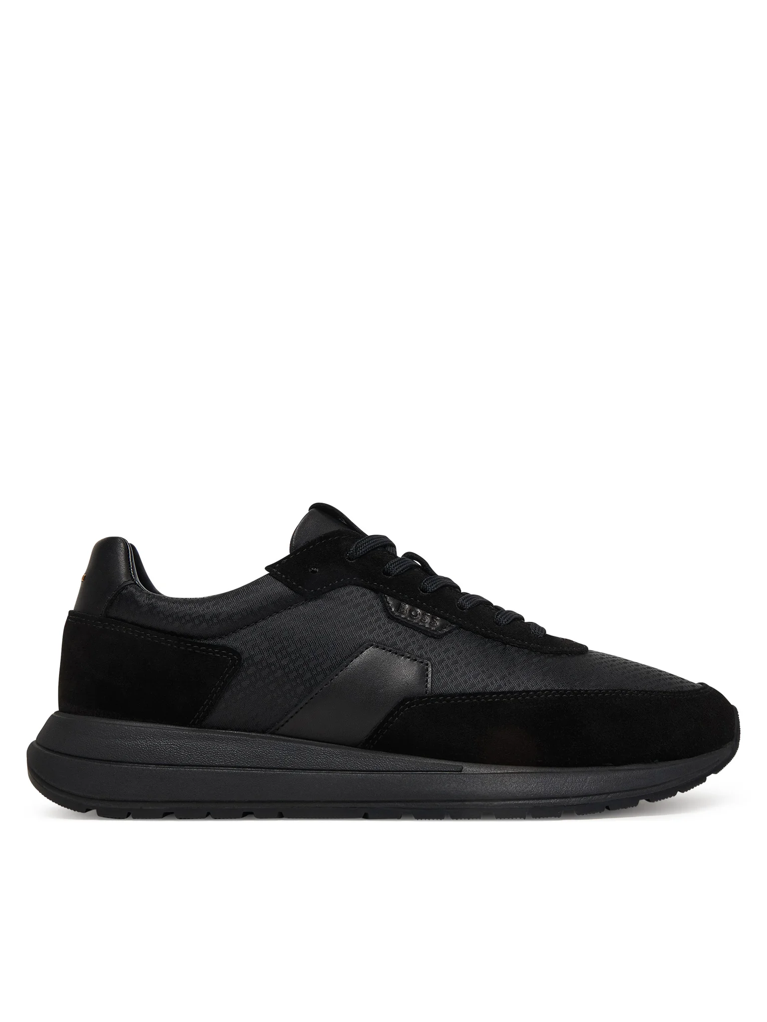 BOSS  BOSS Erkek Ortopedik Tabanlı Monogram Logolu Deri Siyah Sneaker 50557841-005