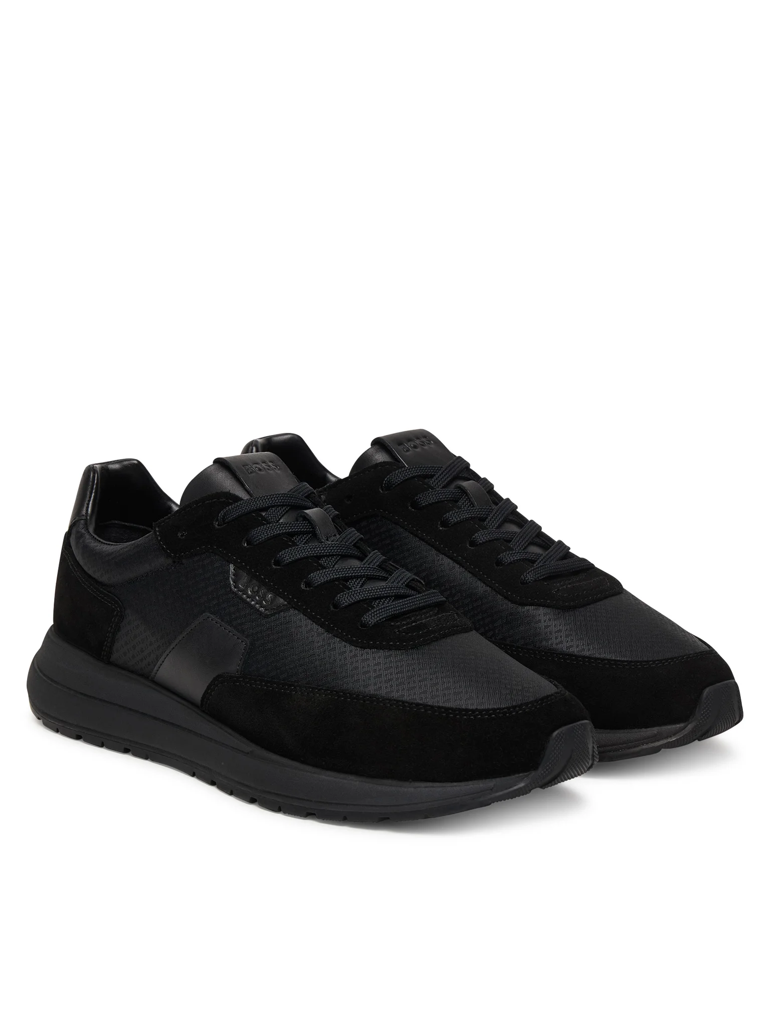 BOSS  BOSS Erkek Ortopedik Tabanlı Monogram Logolu Deri Siyah Sneaker 50557841-005