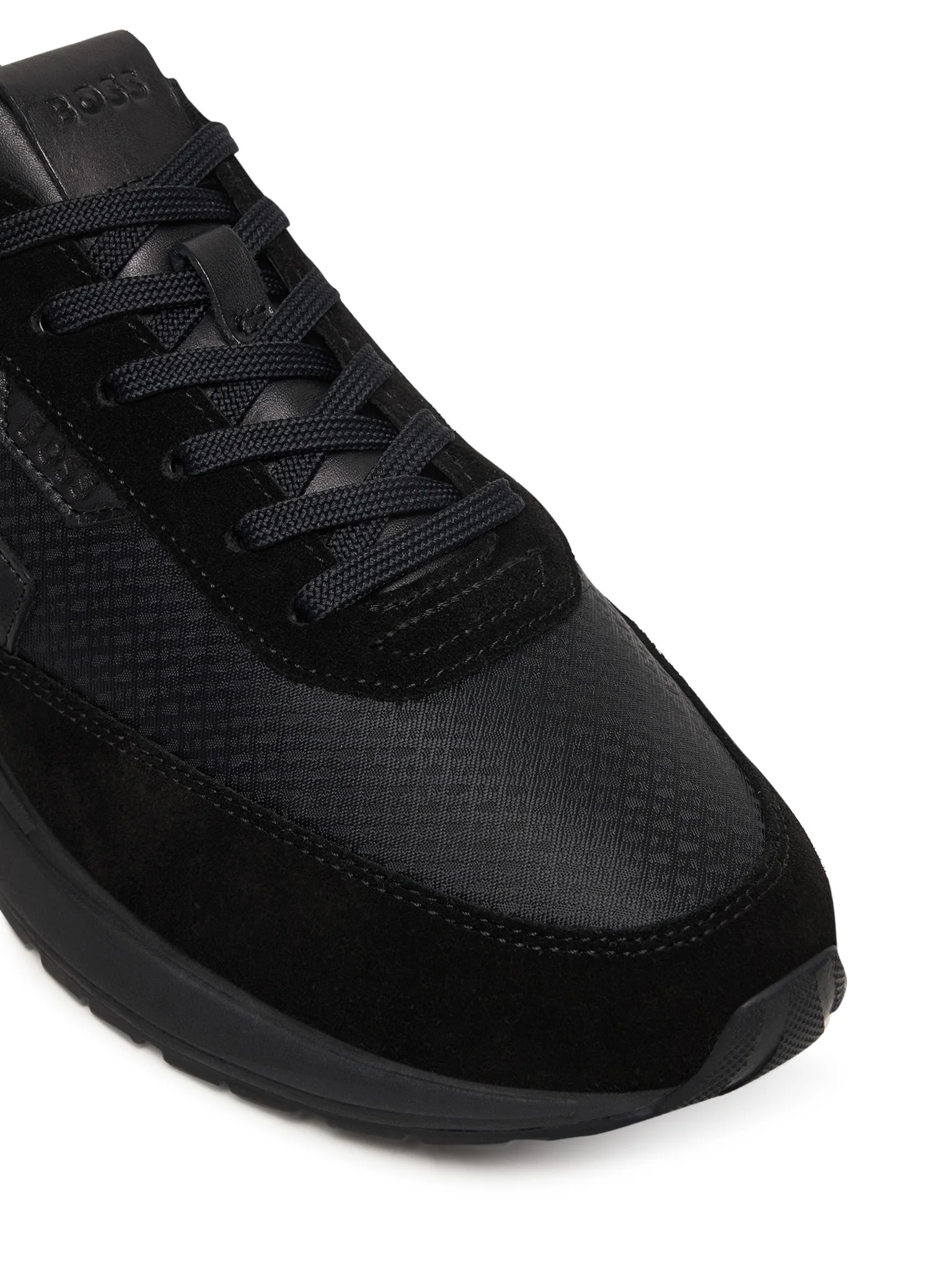BOSS  BOSS Erkek Ortopedik Tabanlı Monogram Logolu Deri Siyah Sneaker 50557841-005