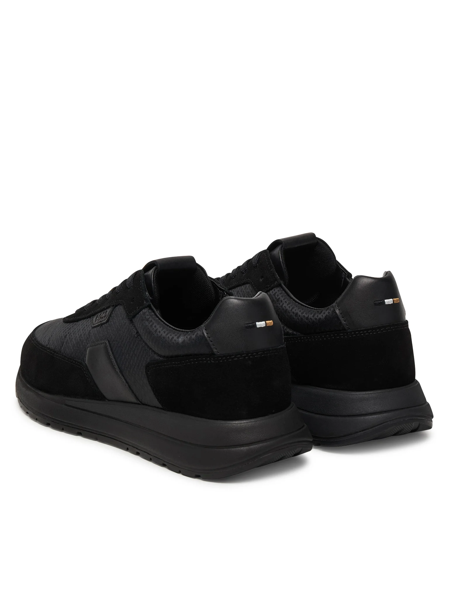 BOSS  BOSS Erkek Ortopedik Tabanlı Monogram Logolu Deri Siyah Sneaker 50557841-005