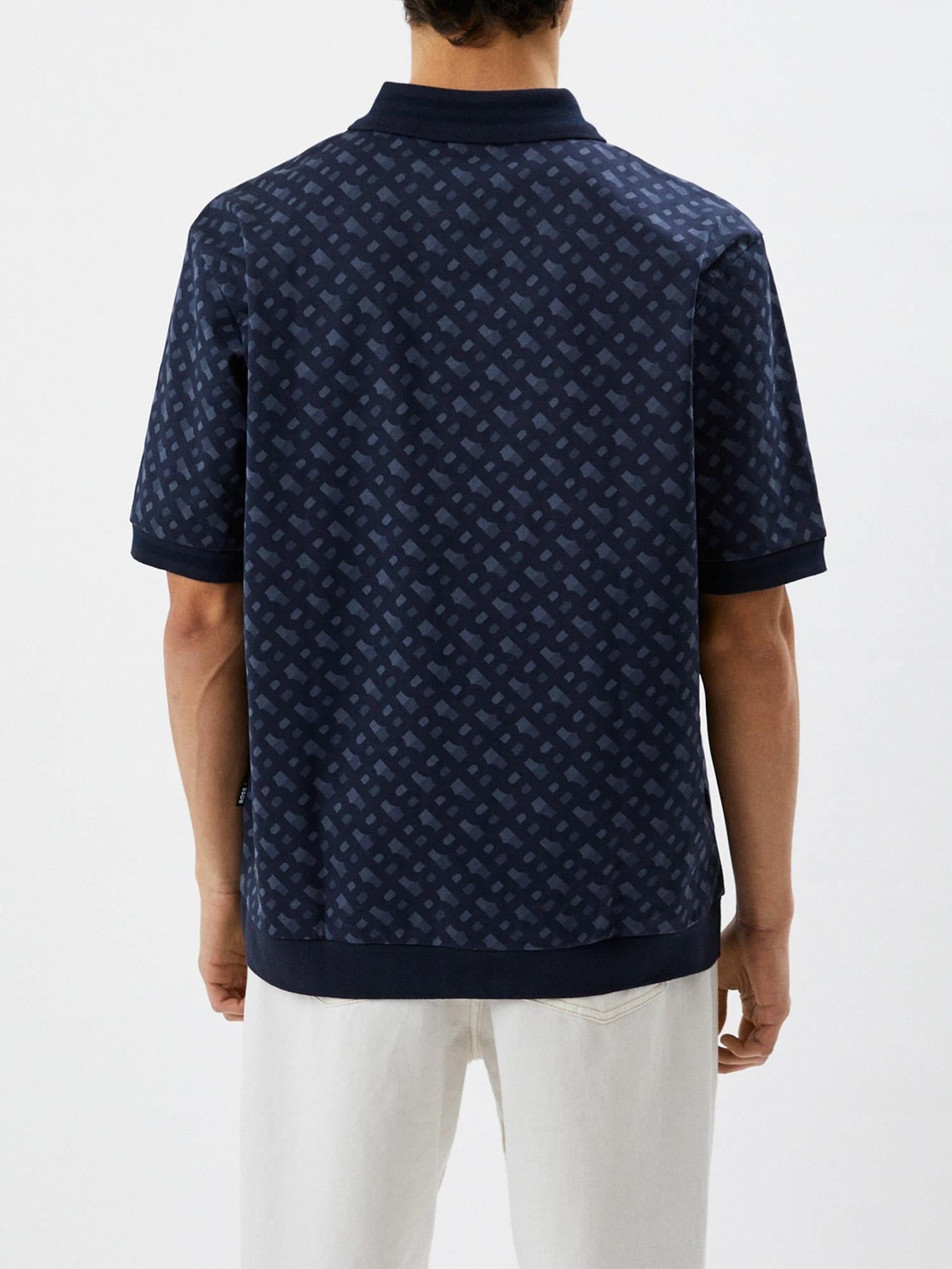BOSS BOSS Erkek oversize fit Kısa Kollu düz Polo Yaka Mavi Polo Yaka T-Shirt 50486168-405