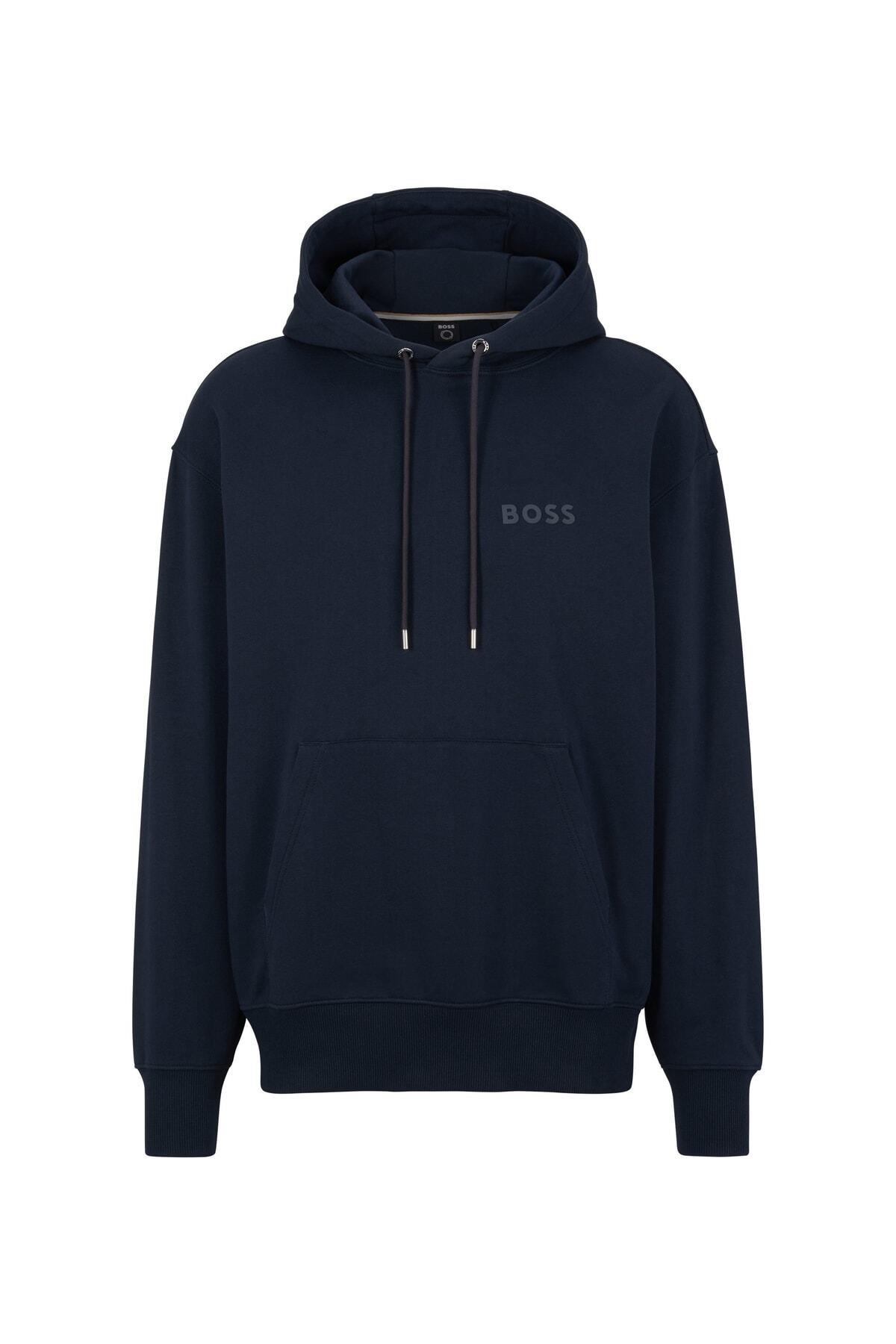 BOSS BOSS Erkek oversize fit Uzun Kollu Düz kapuşonlu yaka 404 Sweatshirt 50472985-404