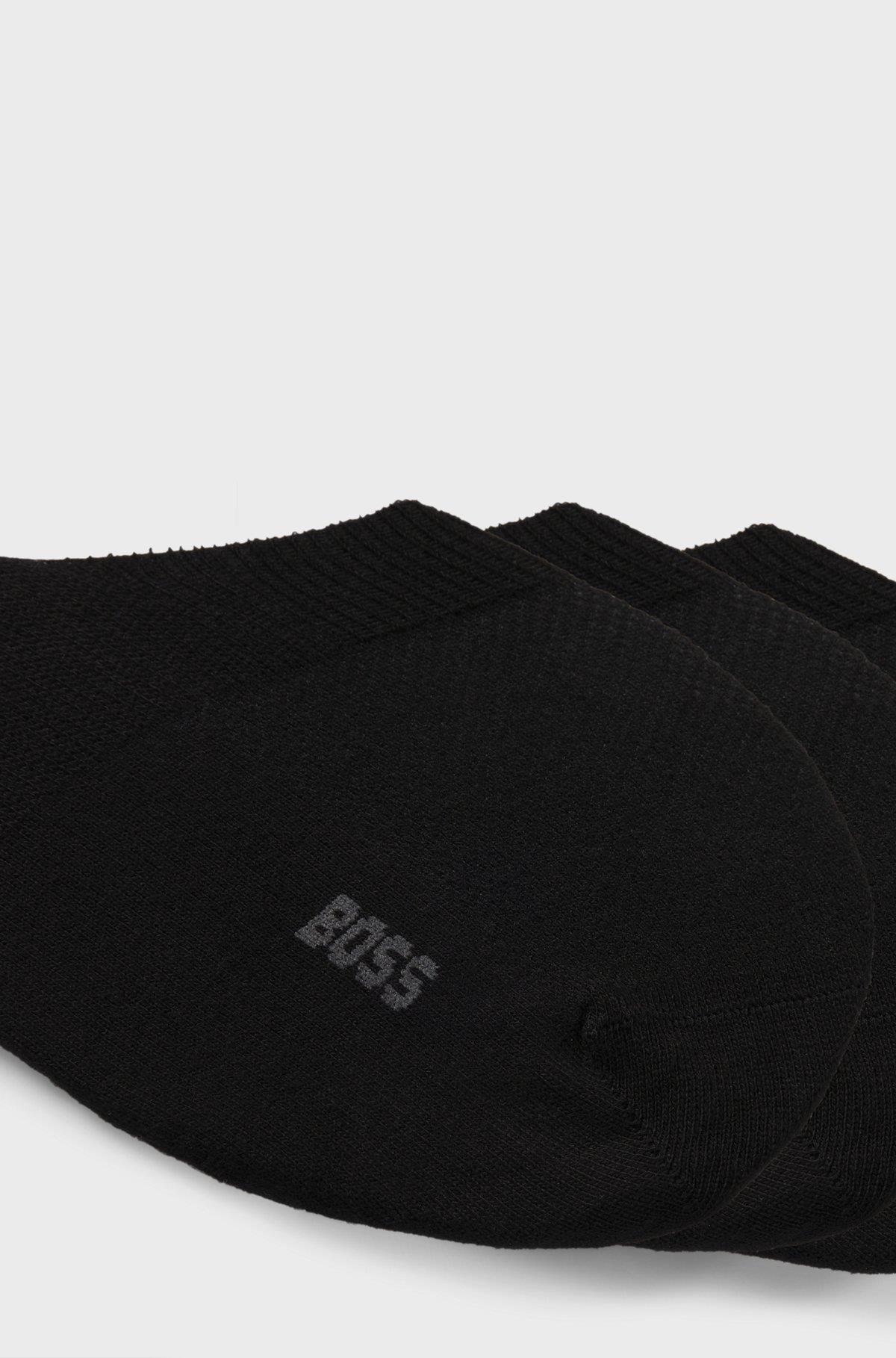 BOSS  BOSS Erkek Pamuklu 3'lü Bilek Altı Siyah Çorap 50541442-001
