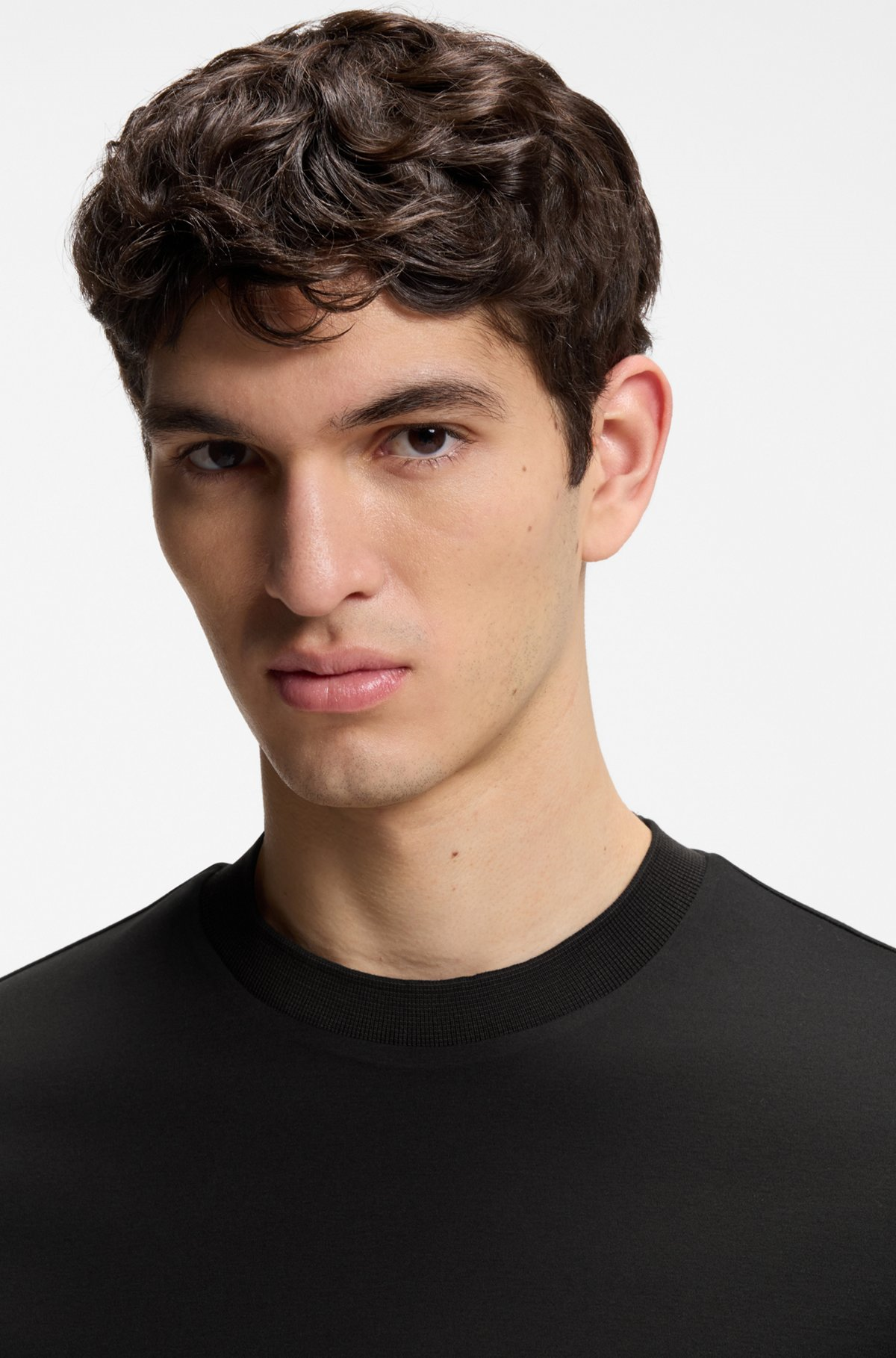 BOSS  BOSS Erkek Pamuklu Bisiklet Yaka Kısa Kollu Siyah T-Shirt 50559667-001
