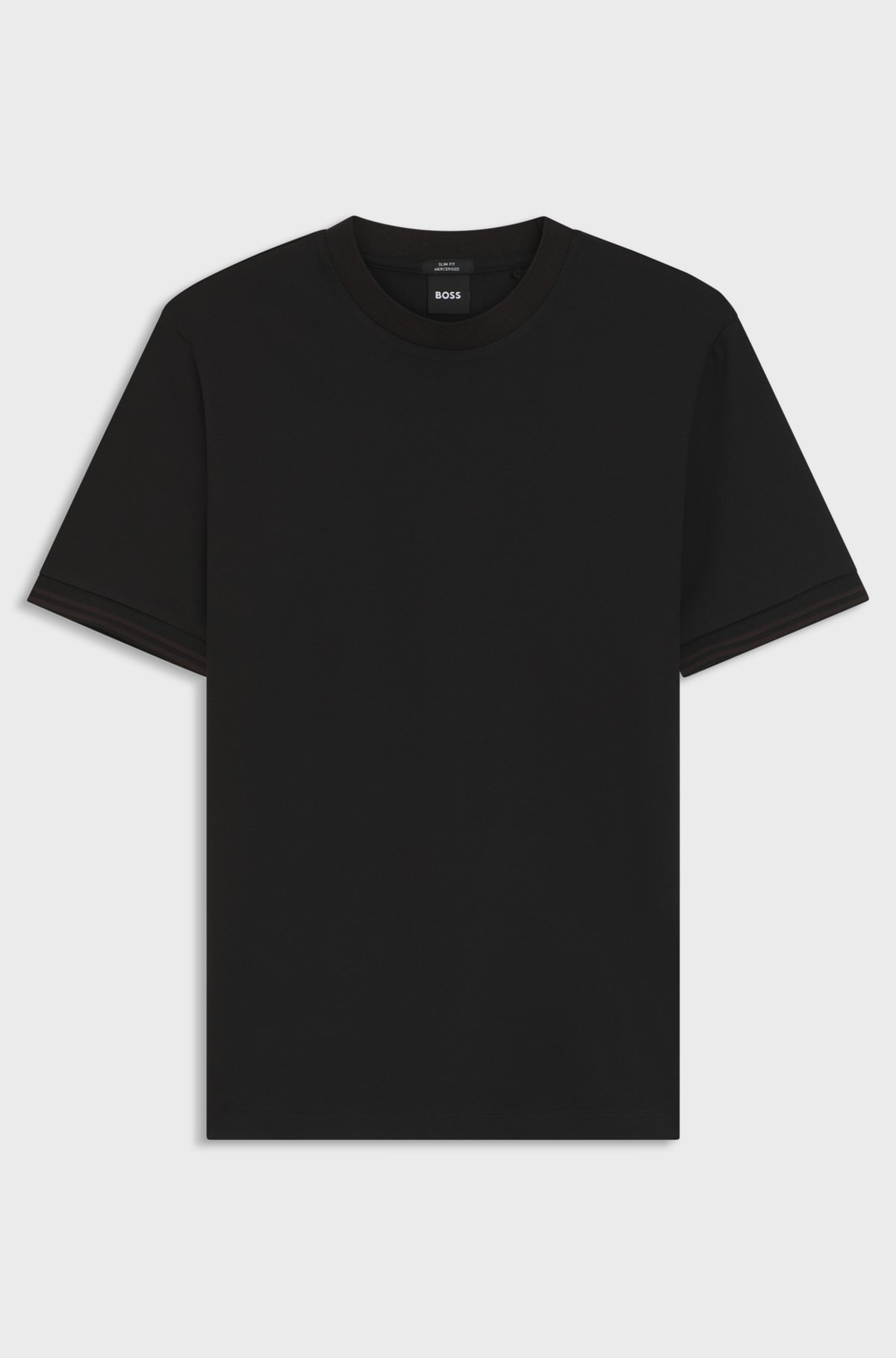 BOSS  BOSS Erkek Pamuklu Bisiklet Yaka Kısa Kollu Siyah T-Shirt 50559667-001
