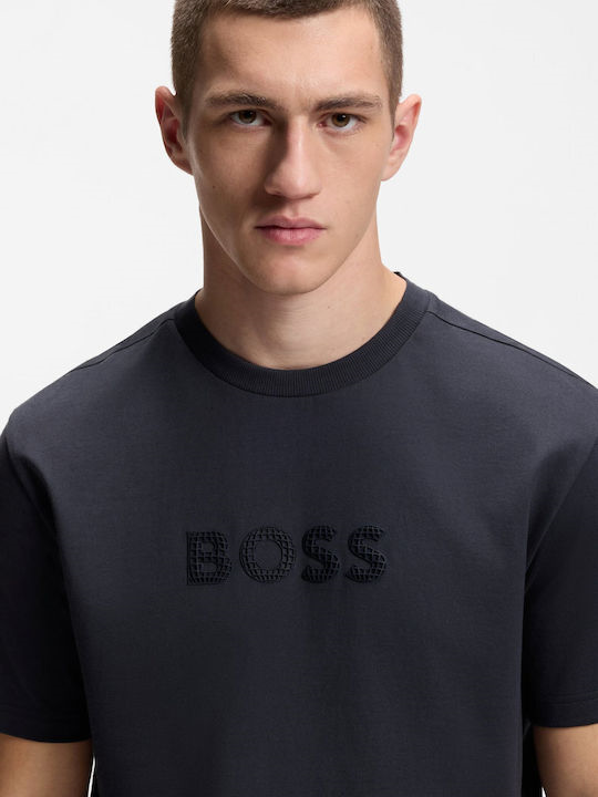 BOSS  BOSS Erkek Pamuklu Bisiklet Yaka Kısa Kollu Lacivert T-Shirt 50559361-402