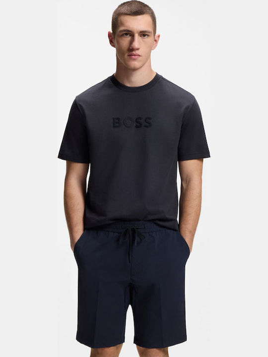 BOSS  BOSS Erkek Pamuklu Bisiklet Yaka Kısa Kollu Lacivert T-Shirt 50559361-402