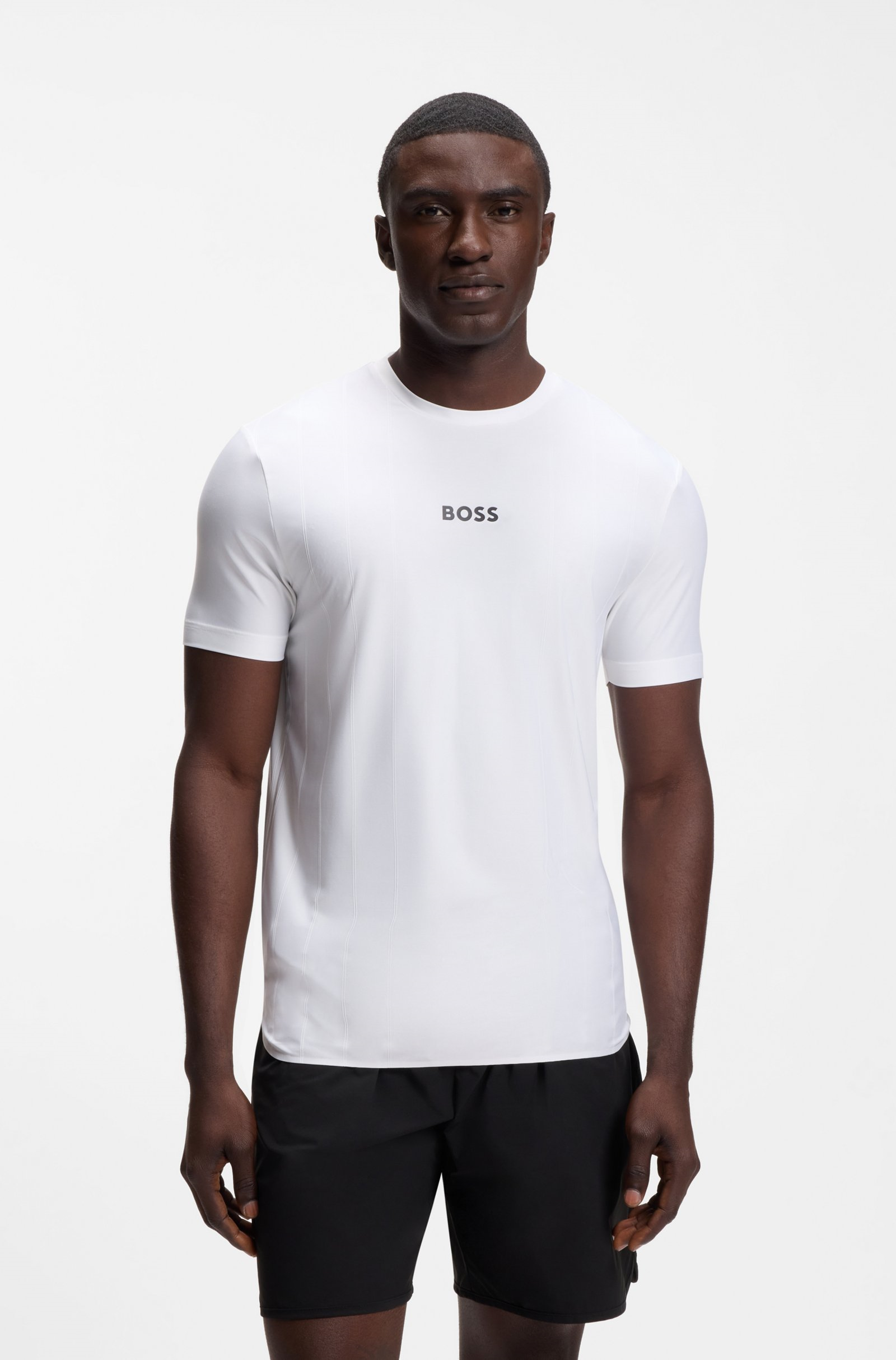 BOSS  BOSS Erkek Pamuklu Bisiklet Yaka Kısa Kollu Beyaz T-Shirt 50559199-100