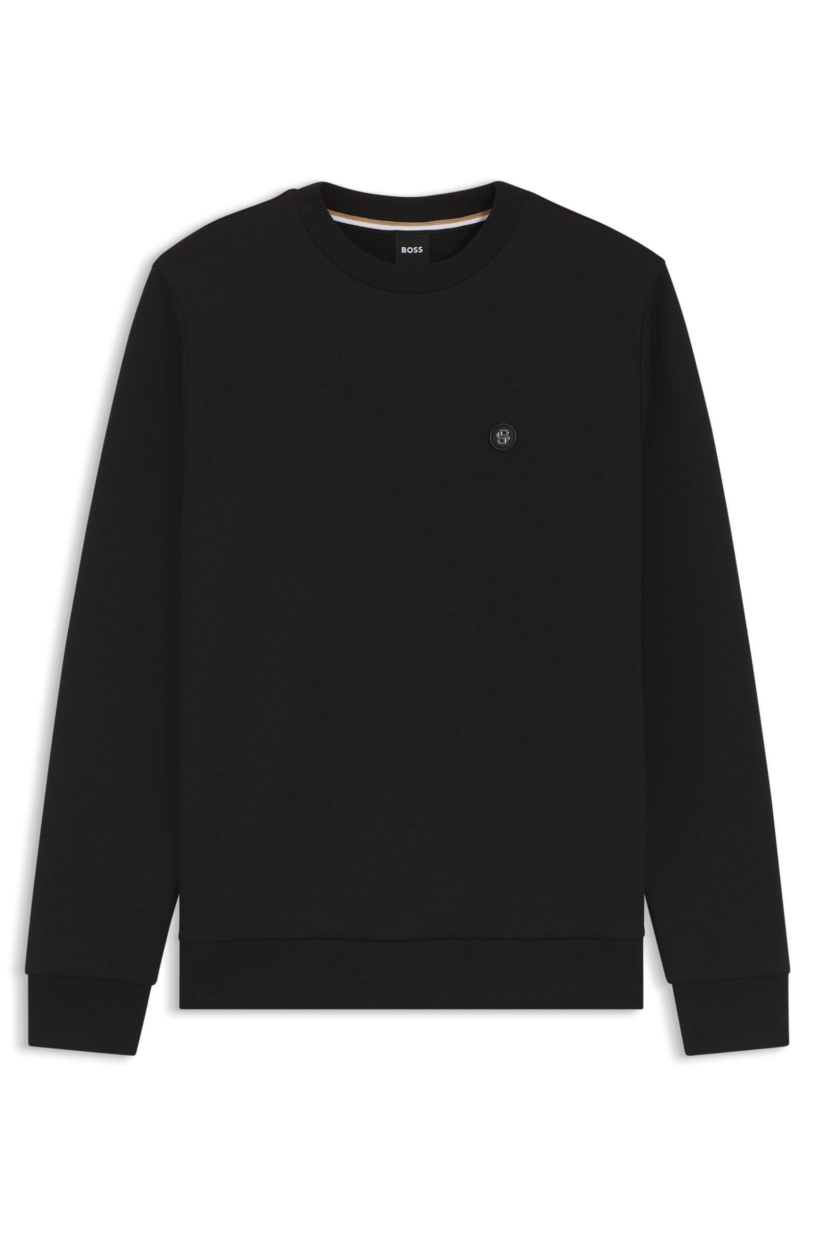 BOSS  BOSS Erkek Pamuklu İnterlok Kumaş Yuvarlak Yakalı Logolu Siyah Sweatshirt 50555830-001