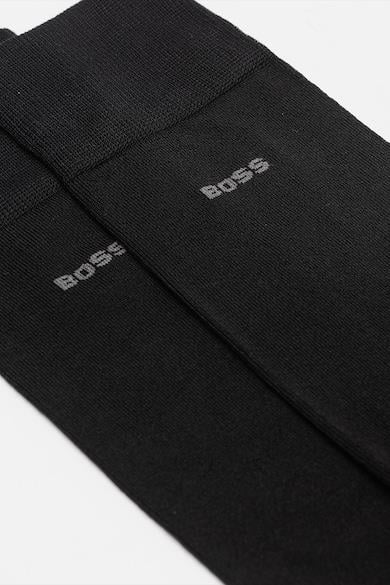 BOSS BOSS Erkek Pamuklu Logo İşlemeli 2'li Paket Uzun Siyah Çorap 50534901-001