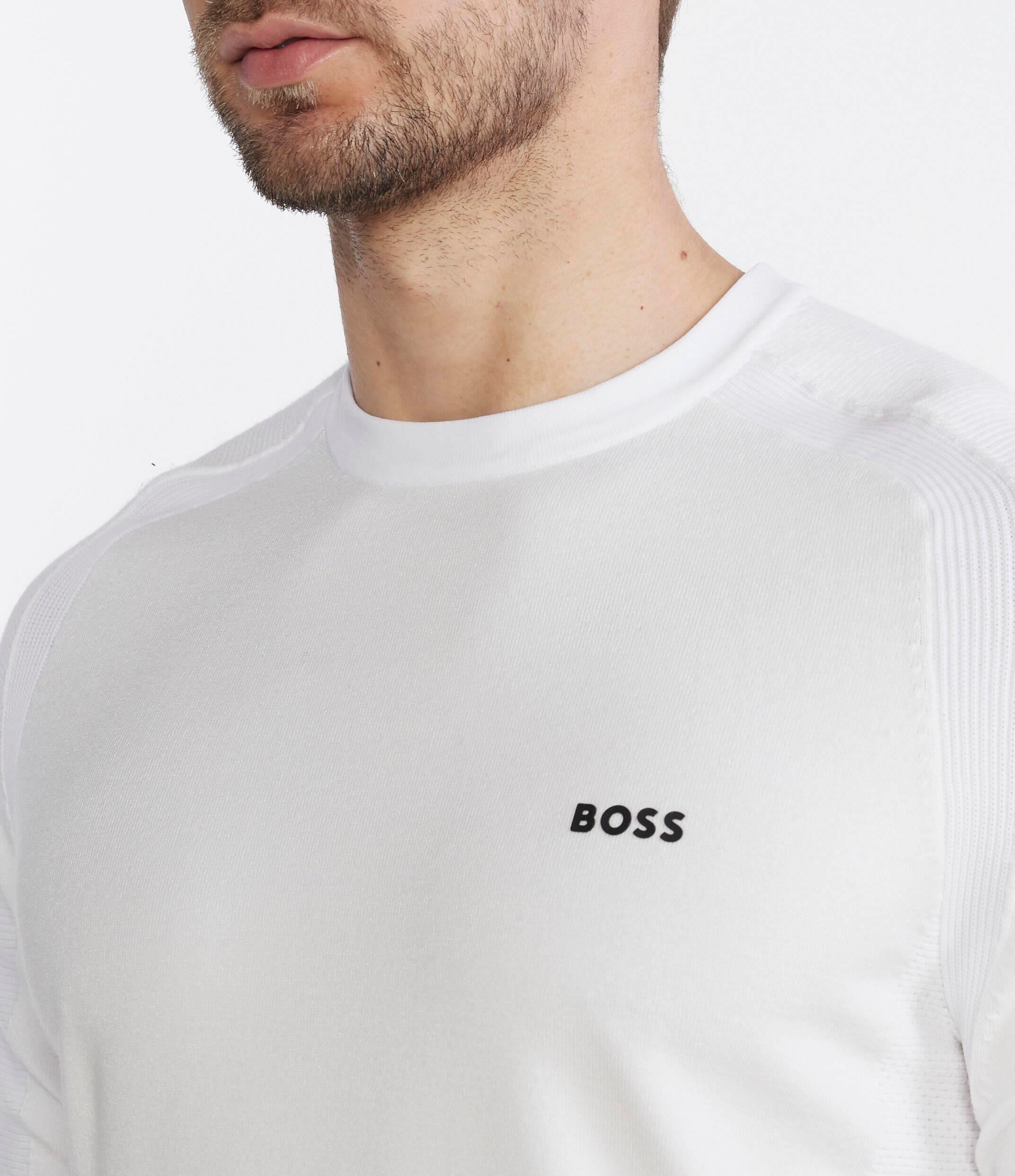 BOSS BOSS Erkek Pamuklu Marka Logolu Yuvarlak Yaka Beyaz Kazak 50498515-100