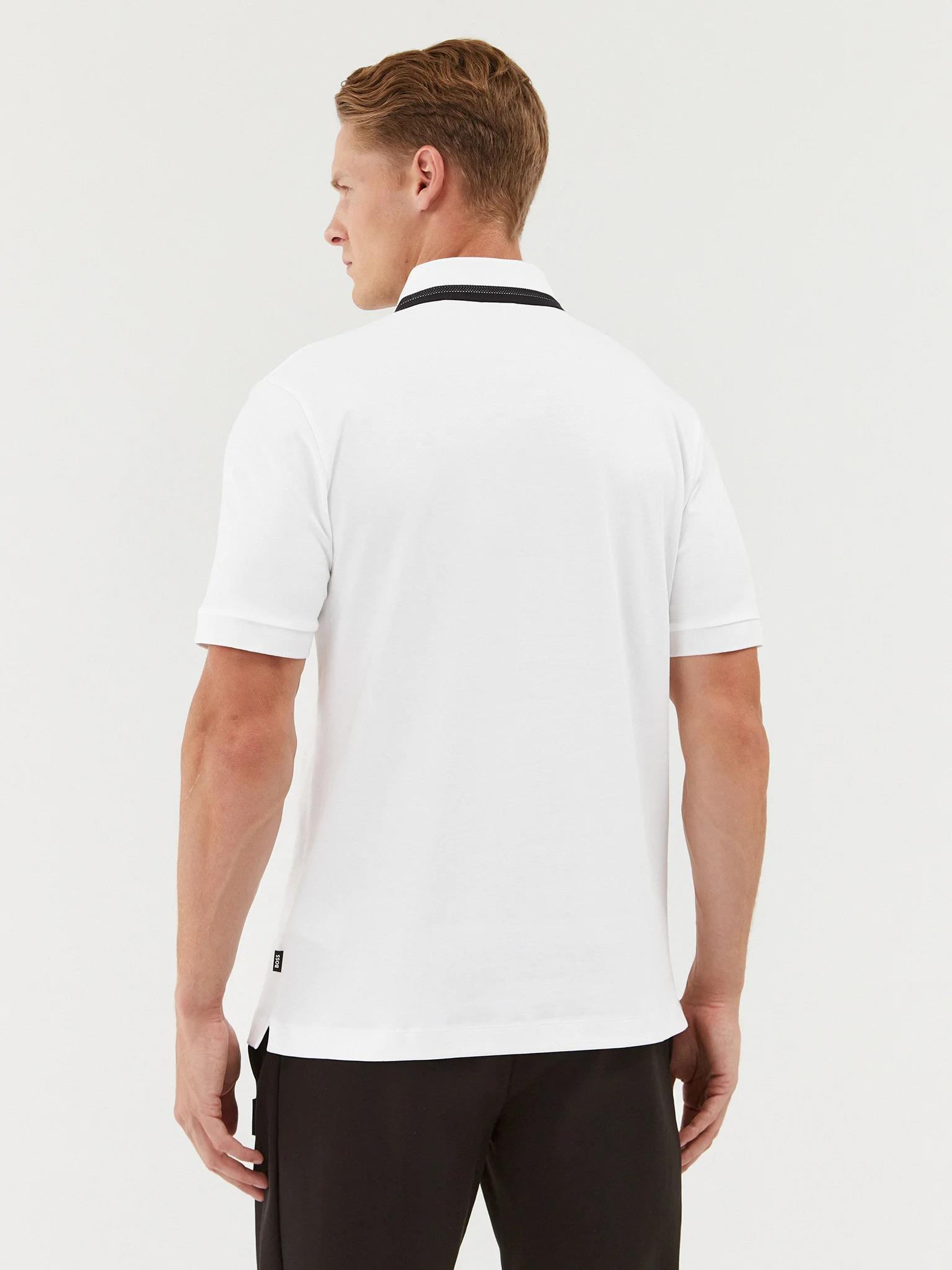 BOSS BOSS Erkek Pamuklu Polo Yaka Kısa Kollu Günlük Kullanım Beyaz Polo Yaka T-Shirt 50494662-100
