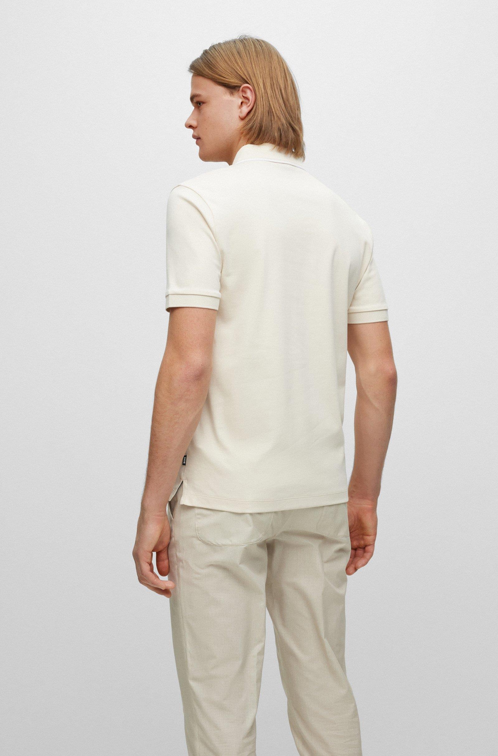 BOSS BOSS Erkek Pamuklu Polo Yaka Kısa Kollu Günlük Kullanım Ekru Polo Yaka T-Shirt 50486191-131