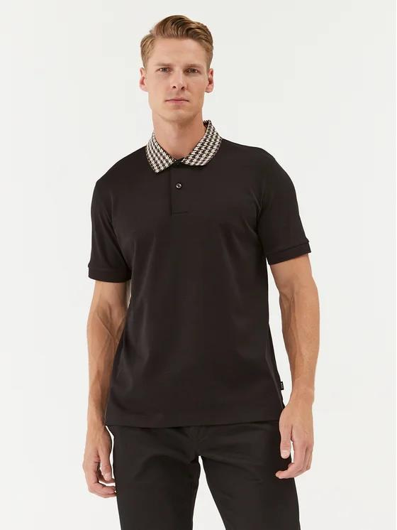 BOSS BOSS Erkek Pamuklu Polo Yaka Kısa Kollu Günlük Kullanım Siyah Polo Yaka T-Shirt 50499220-001