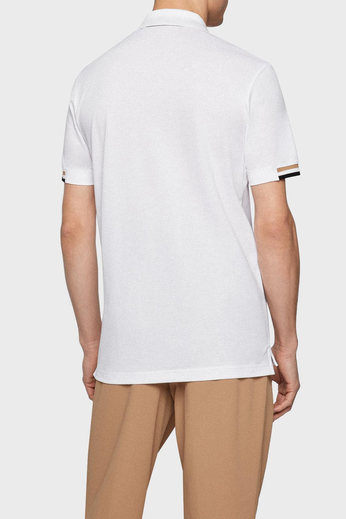 BOSS BOSS Erkek Pamuklu Polo Yakalı Düğme Kapamalı Kısa Kollu Beyaz Polo Yaka T-Shirt 50467113-100