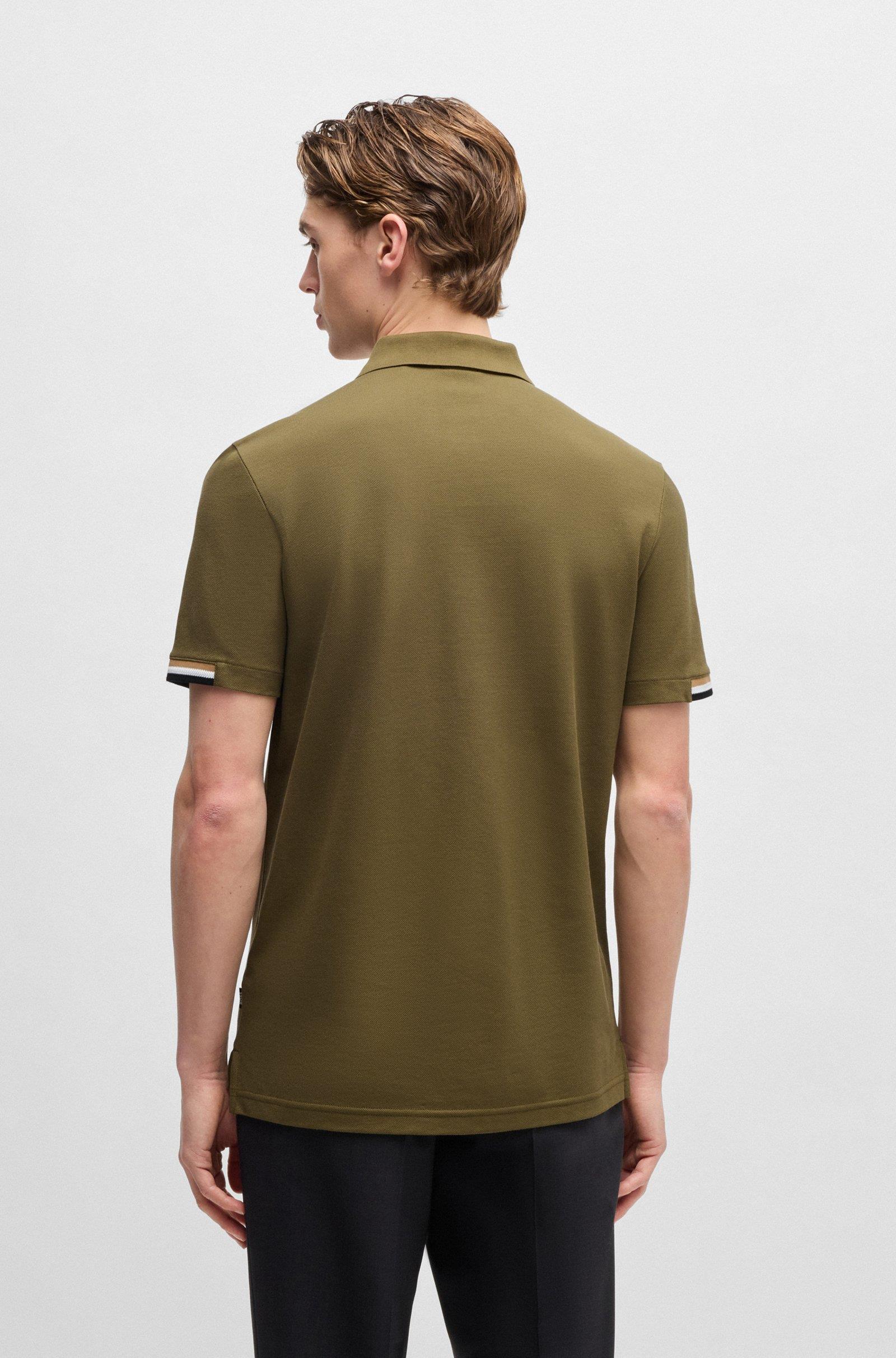 BOSS BOSS Erkek Pamuklu Polo Yakalı Düğme Kapamalı Kısa Kollu Haki Polo Yaka T-Shirt 50467113-302