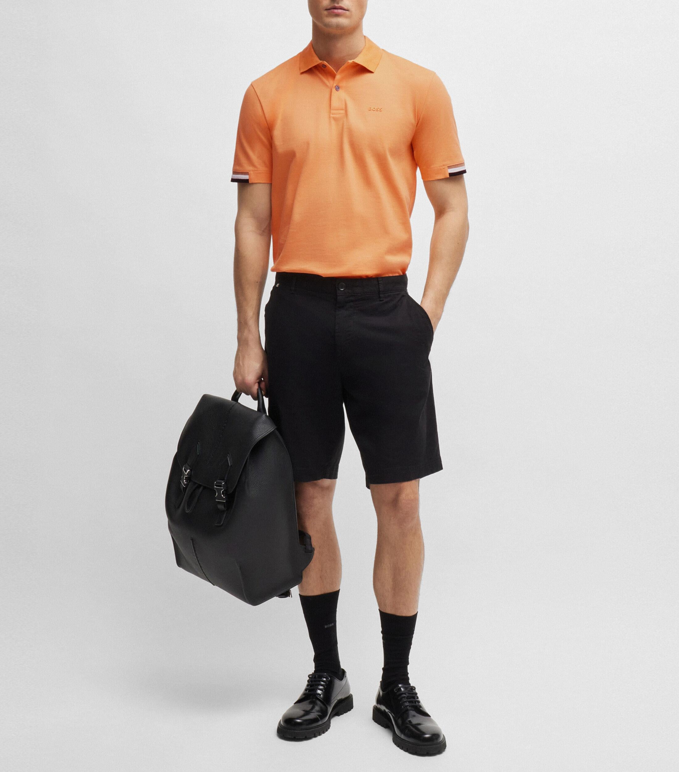 BOSS BOSS Erkek Pamuklu Polo Yakalı Düğme Kapamalı Kısa Kollu Turuncu Polo Yaka T-Shirt 50467113-813