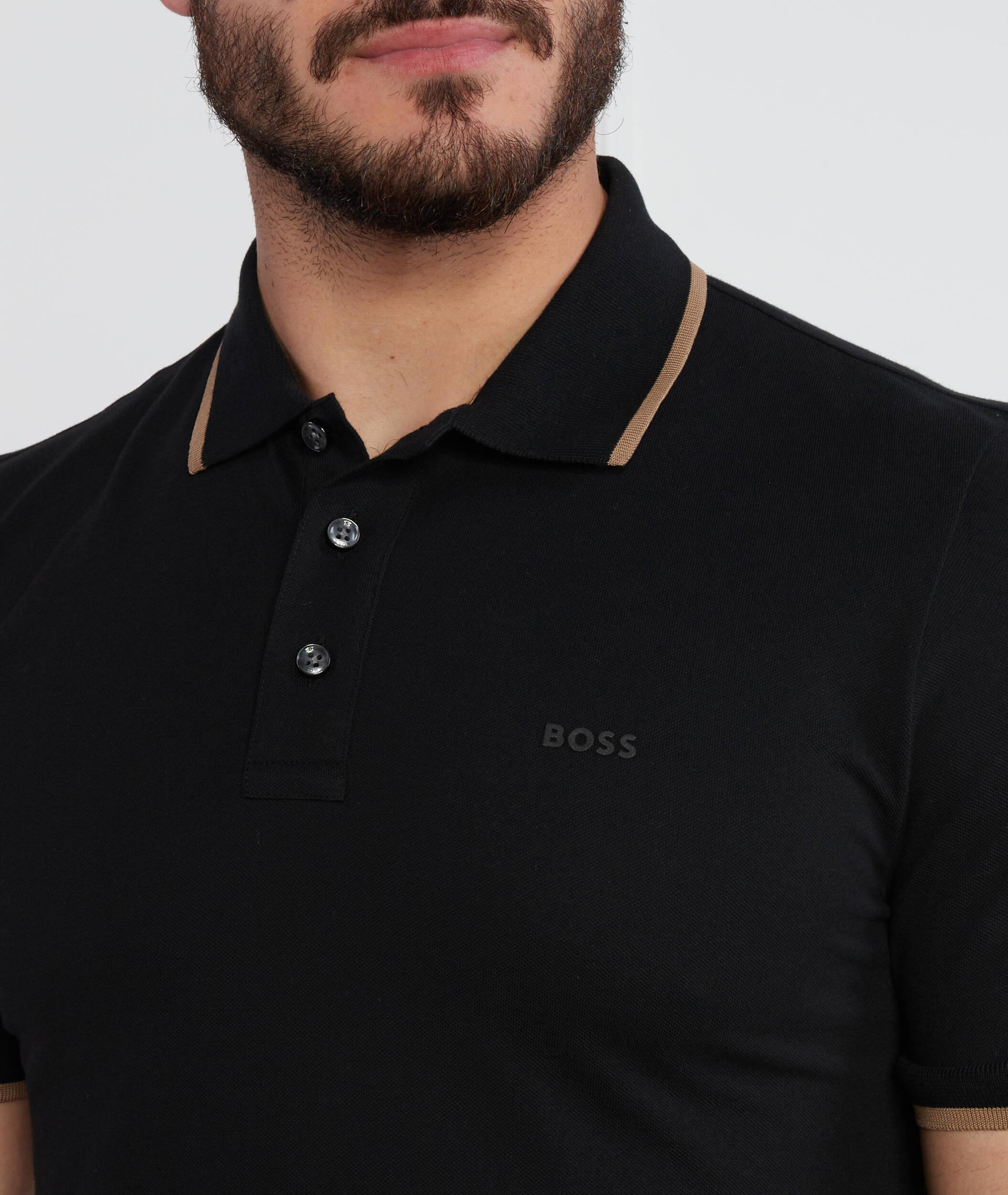 BOSS BOSS Erkek Pamuklu Polo Yakalı Düğme Kapamalı Kısa Kollu Siyah Polo Yaka T-Shirt 50494697-001