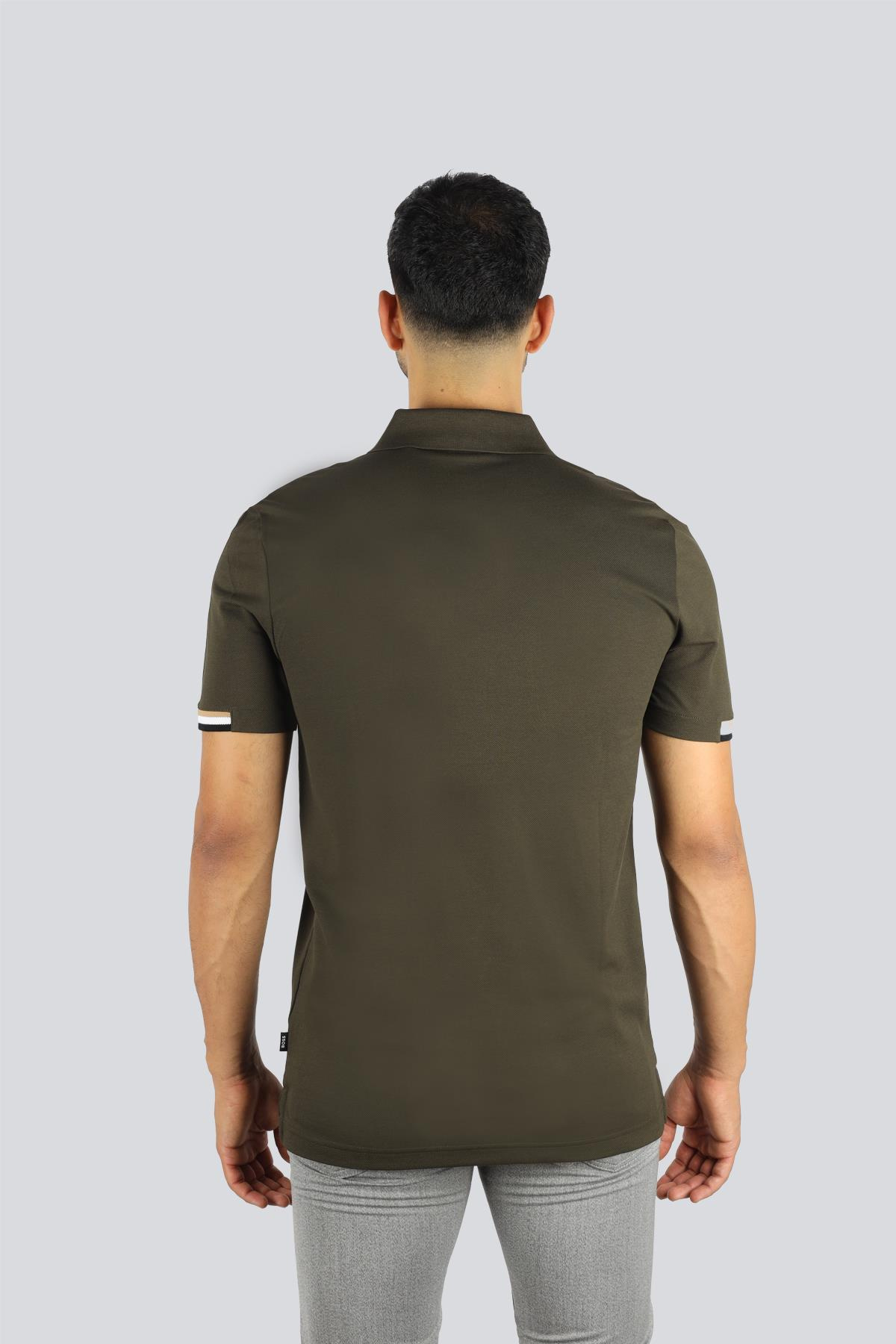 BOSS  BOSS Erkek Pamuklu Polo Yakalı Düğme Kapamalı Kısa Kollu Yeşil Polo Yaka T-Shirt 50467113-342
