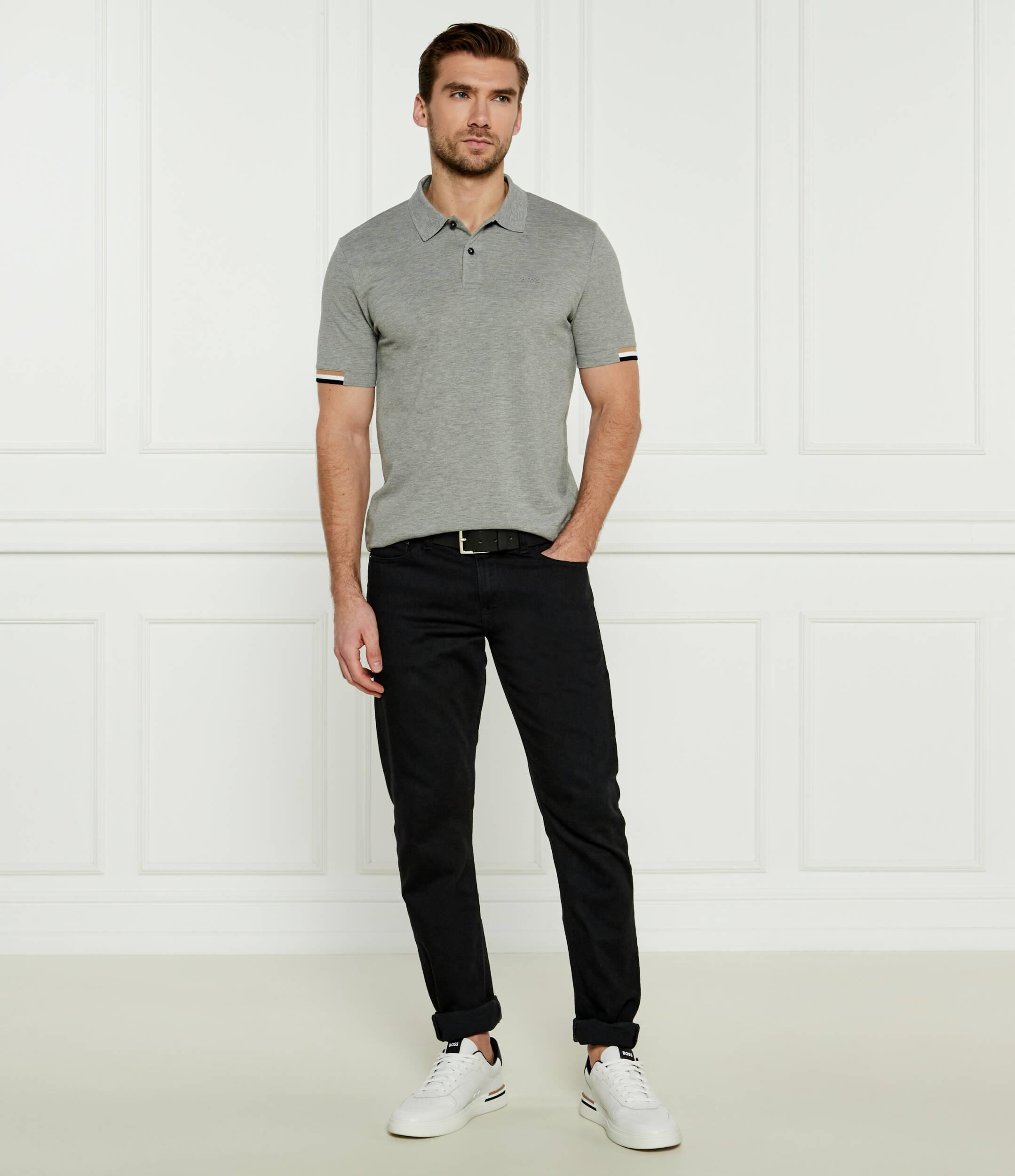 BOSS  BOSS Erkek Pamuklu Polo Yakalı Düğme Kapamalı Kısa Kollu Gri Polo Yaka T-Shirt 50467113-041