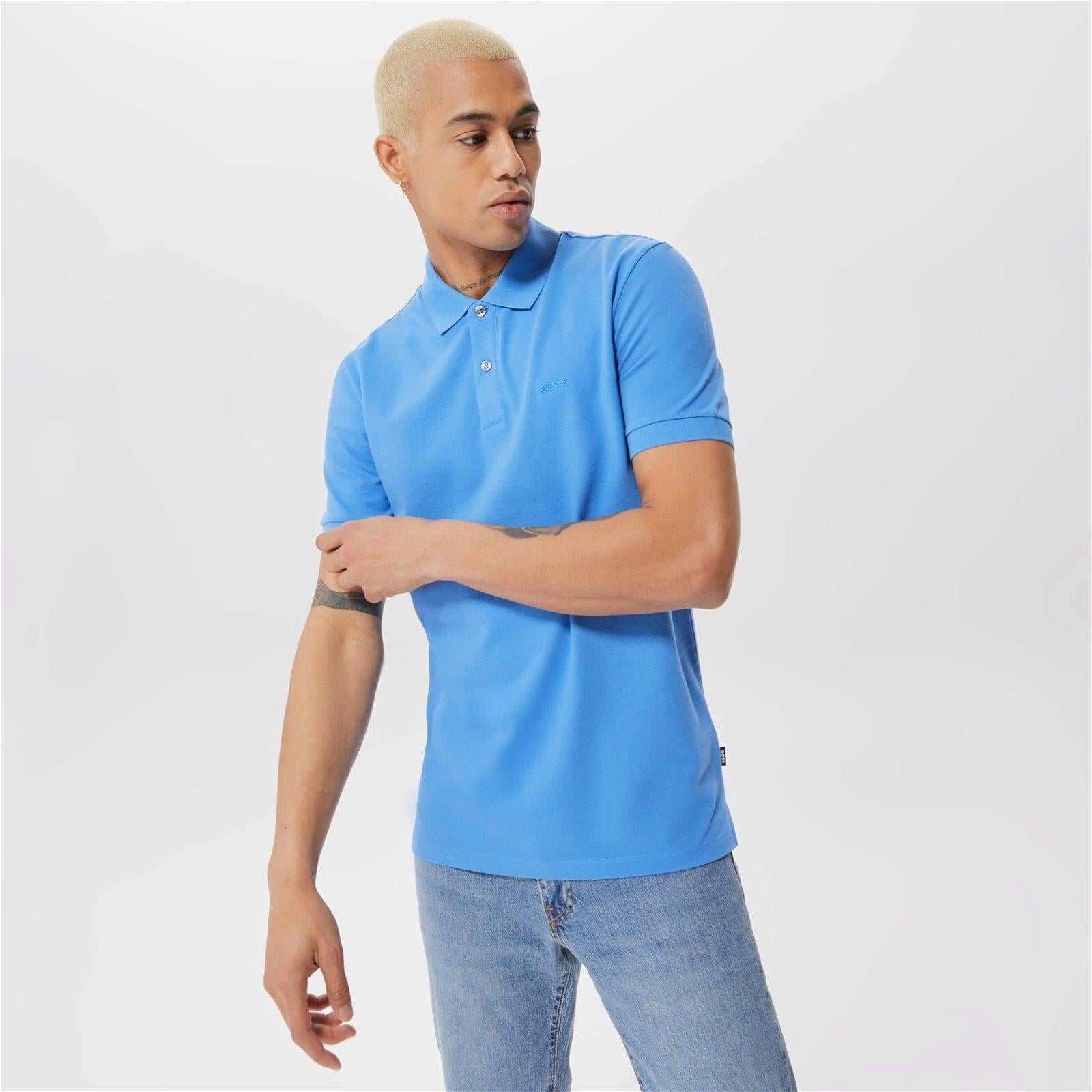 BOSS BOSS Erkek Pamuklu Polo Yakalı Düğme Kapamalı Kısa Kollu Haki Polo Yaka T-Shirt 50468301-420