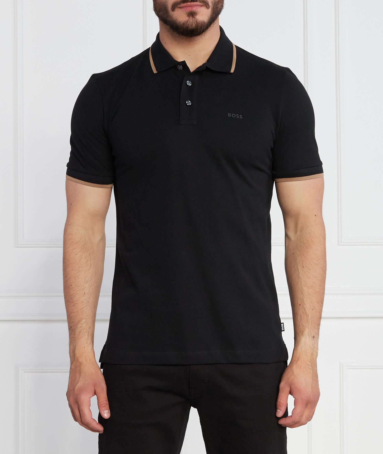 BOSS BOSS Erkek Pamuklu Polo Yakalı Düğme Kapamalı Kısa Kollu Siyah Polo Yaka T-Shirt 50494697-001