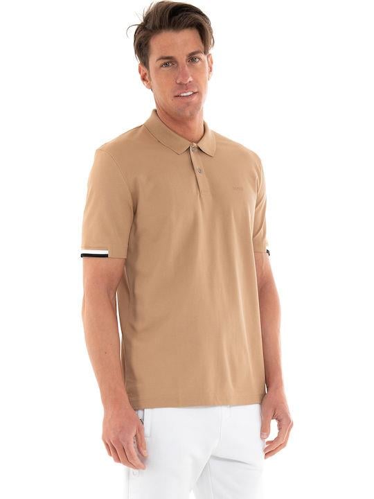 BOSS  BOSS Erkek Pamuklu Polo Yakalı Düğme Kapamalı Kısa Kollu Bej1 T-Shirt 50467113-260