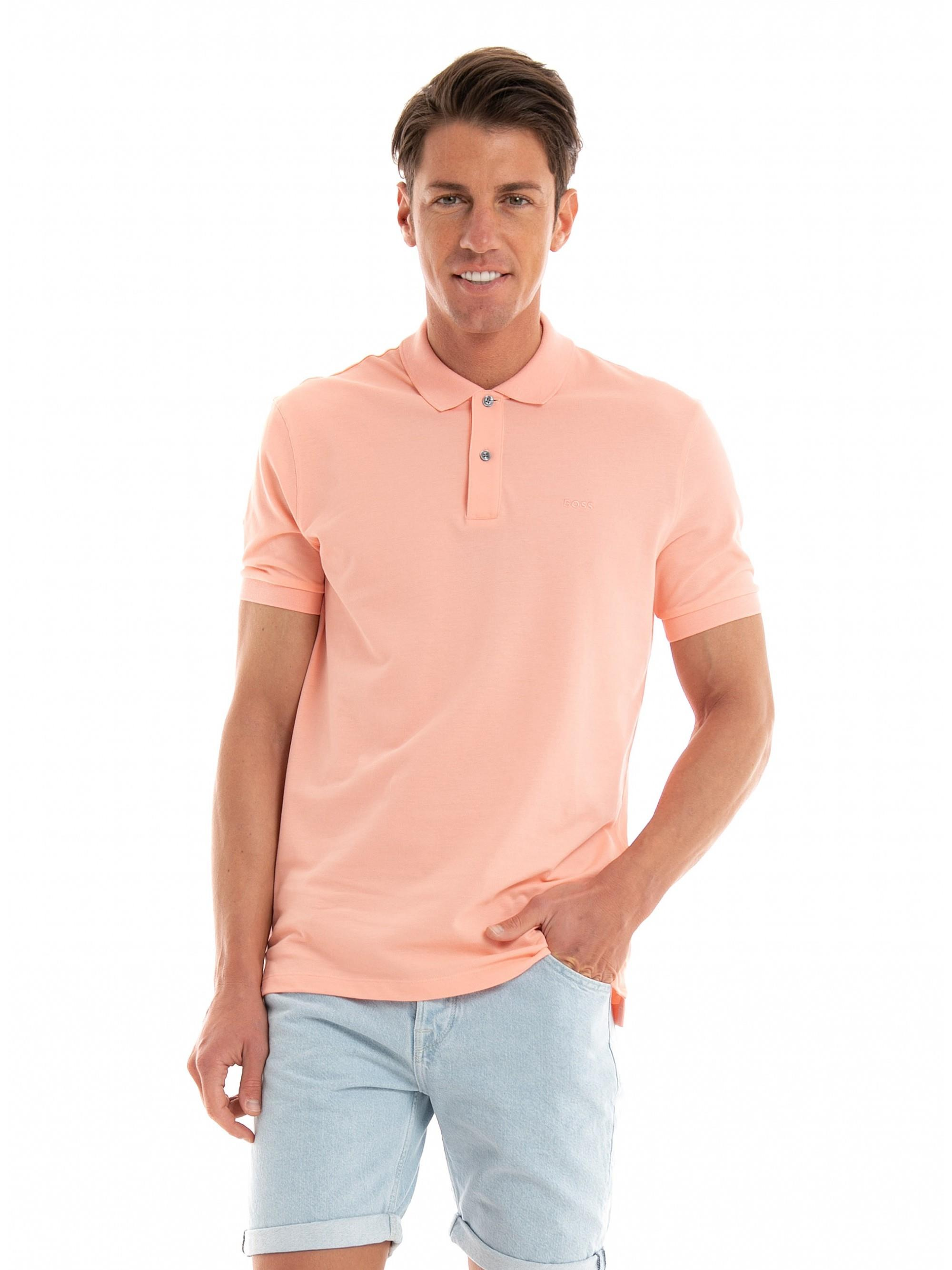 BOSS BOSS Erkek Pamuklu Polo Yakalı Düğme Kapamalı Kısa Kollu Pembe Polo Yaka T-Shirt 50468301-830